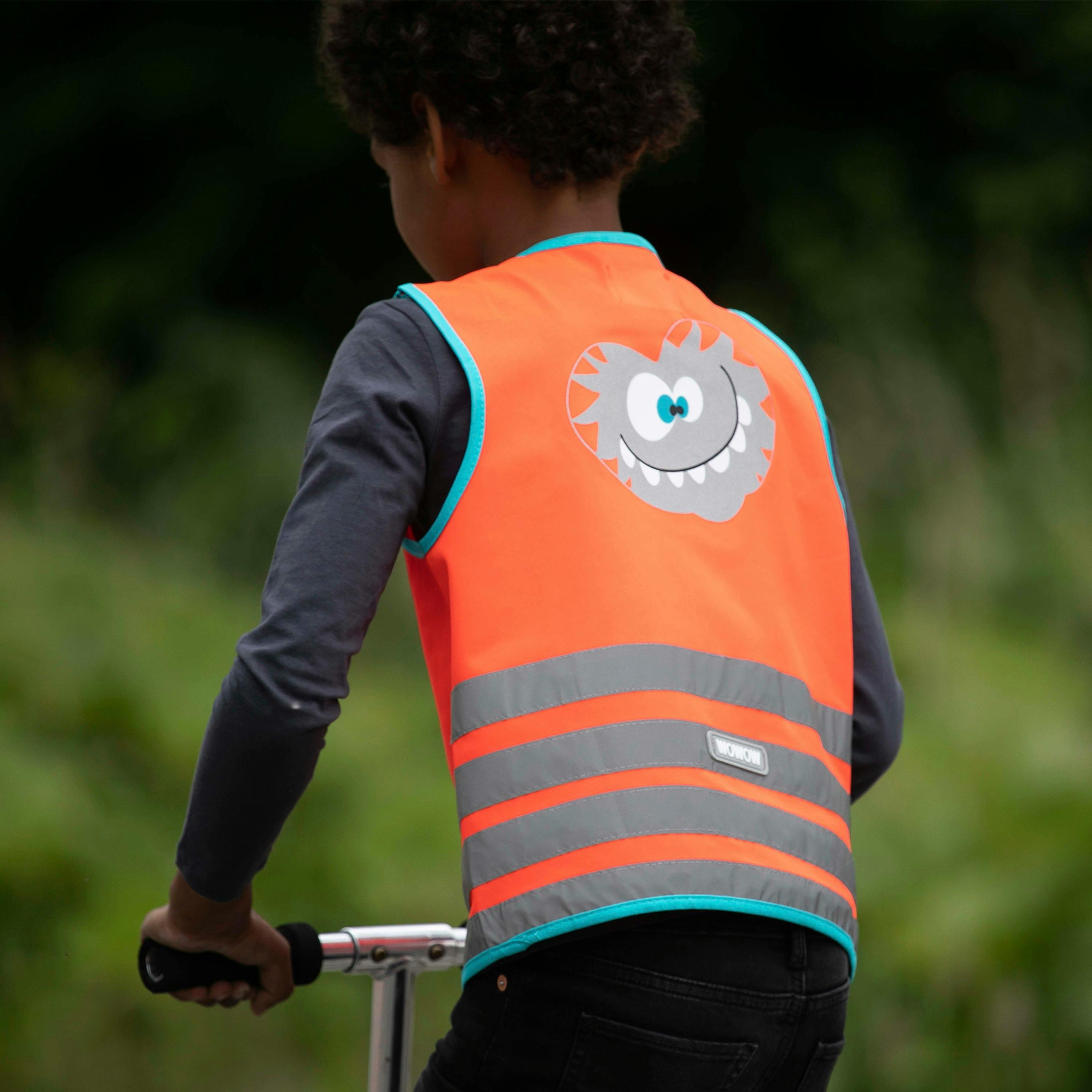 Kids Hi Vis Reflective Vest | Red Crazy Monster Outdoor Gilet , view 4 of 5