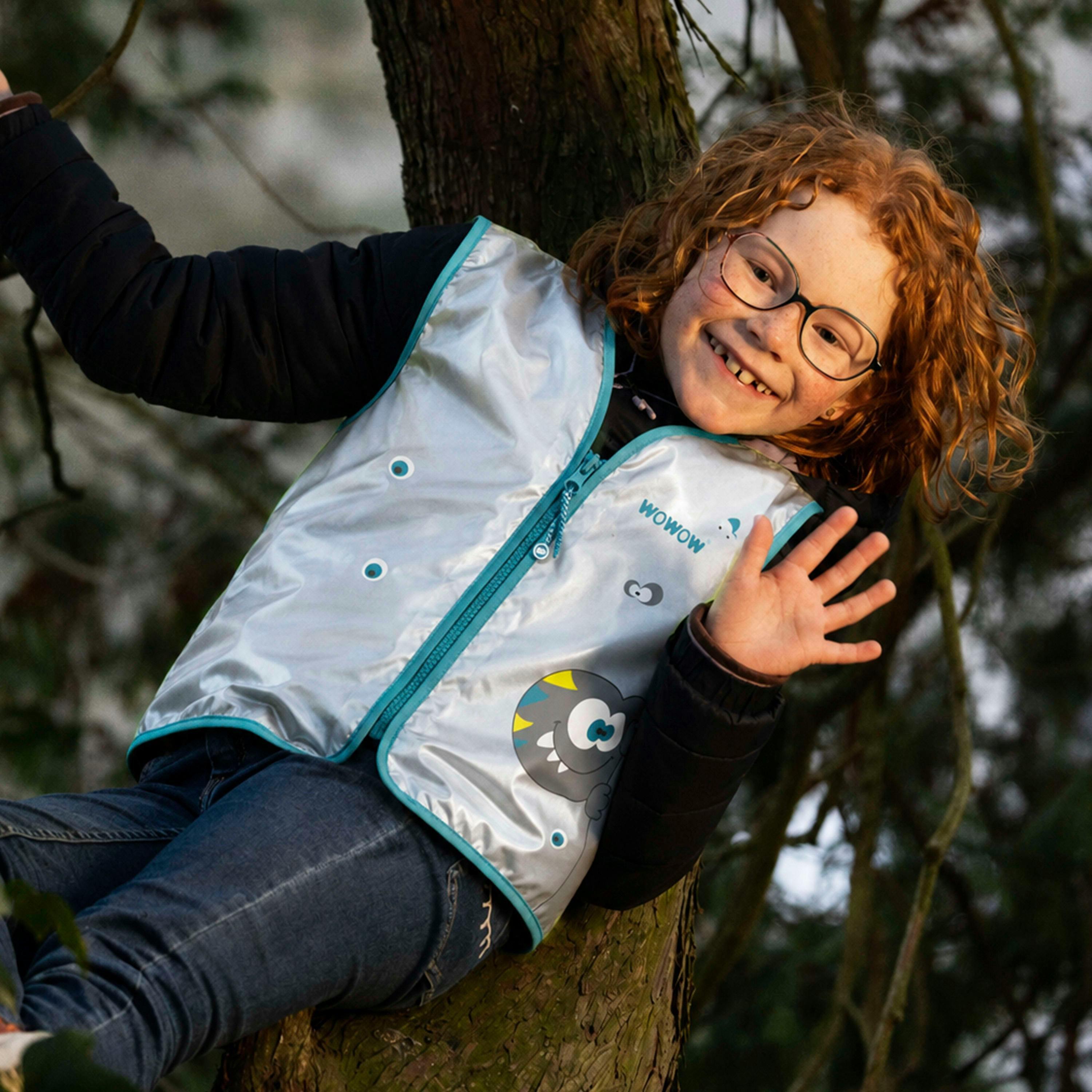 Kids Hi Vis Fully Reflective Vest | Crazy Monster Patterned Outdoor Gilet , view 4 of 5