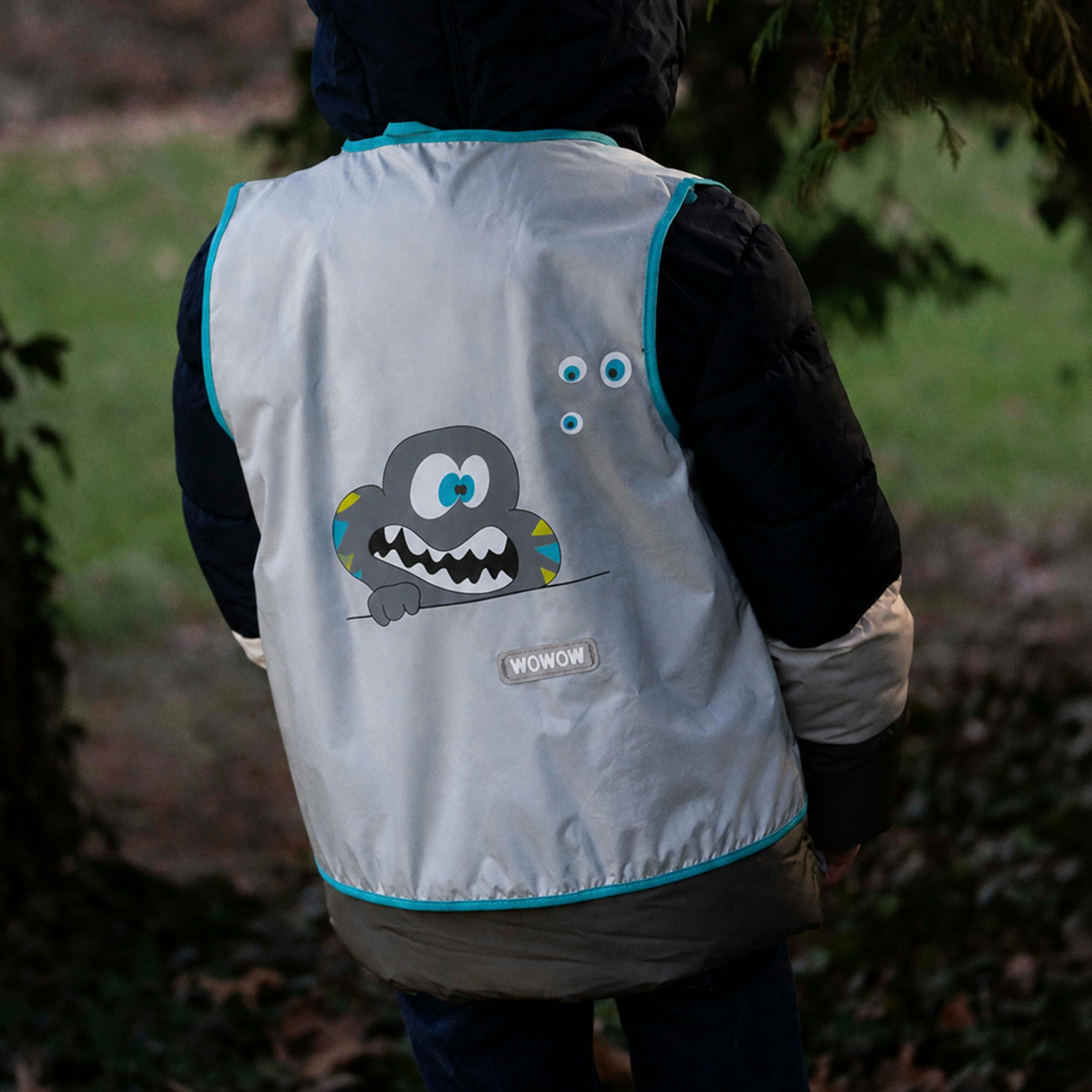 Kids Hi Vis Fully Reflective Vest | Crazy Monster Patterned Outdoor Gilet , view 5 of 5