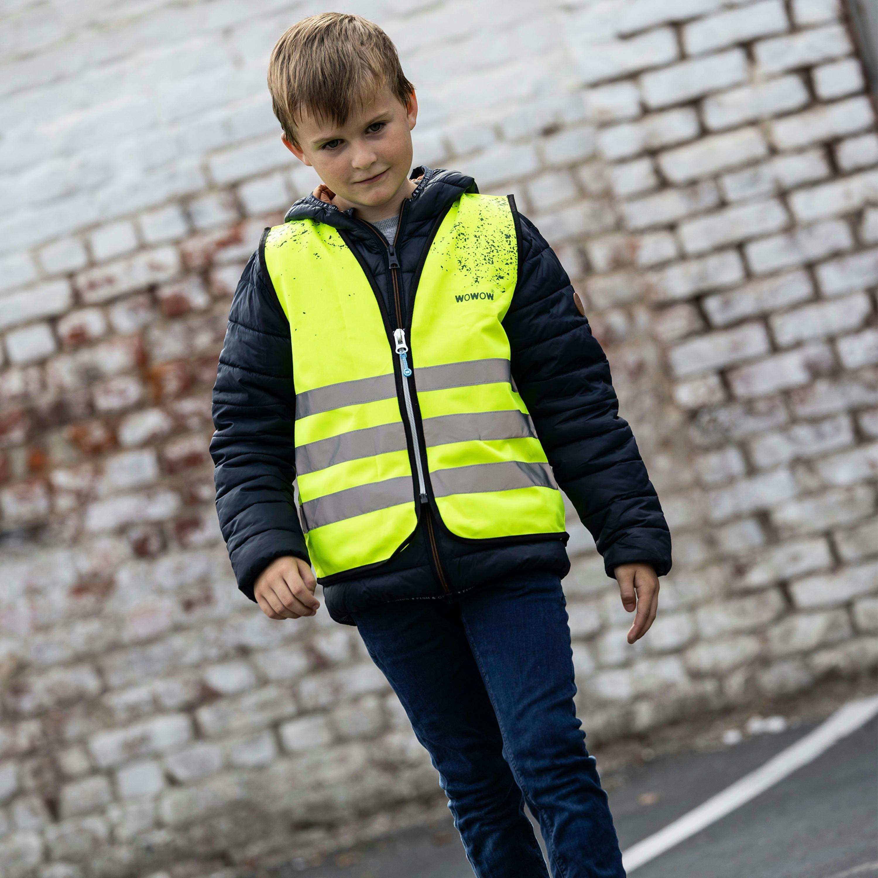 Kids Yellow Hi Vis Reflective Vest | Schlamm School Outdoor Gilet , view 3 of 5