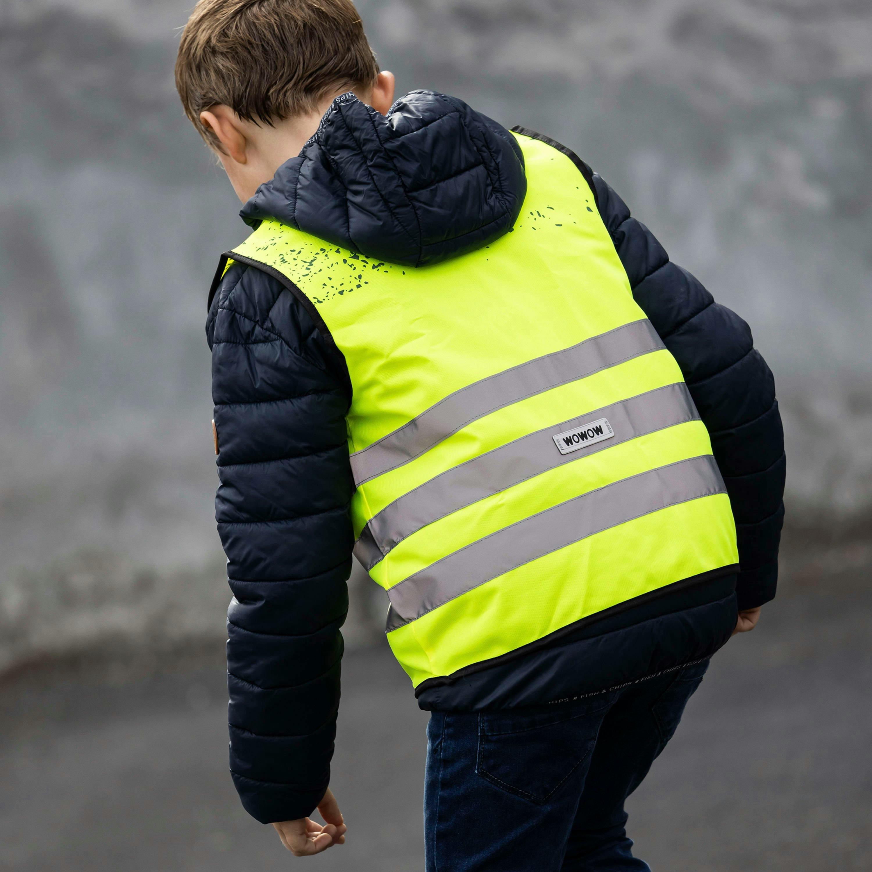 Kids Yellow Hi Vis Reflective Vest | Schlamm School Outdoor Gilet , view 4 of 5