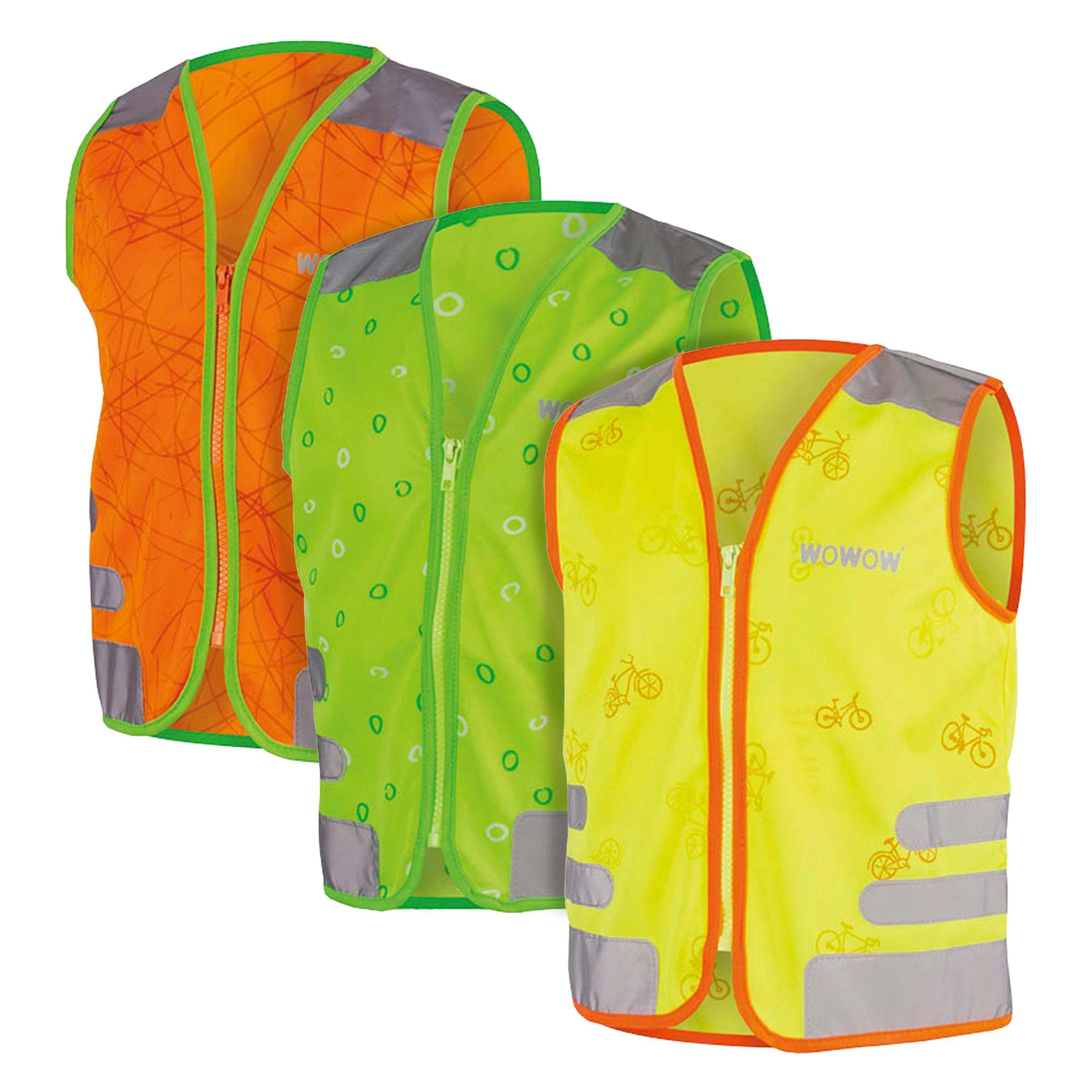 3 Pack Kids Hi Vis Reflective Vests | Green Orange Yellow Outdoor Gilets , view 1 of 5
