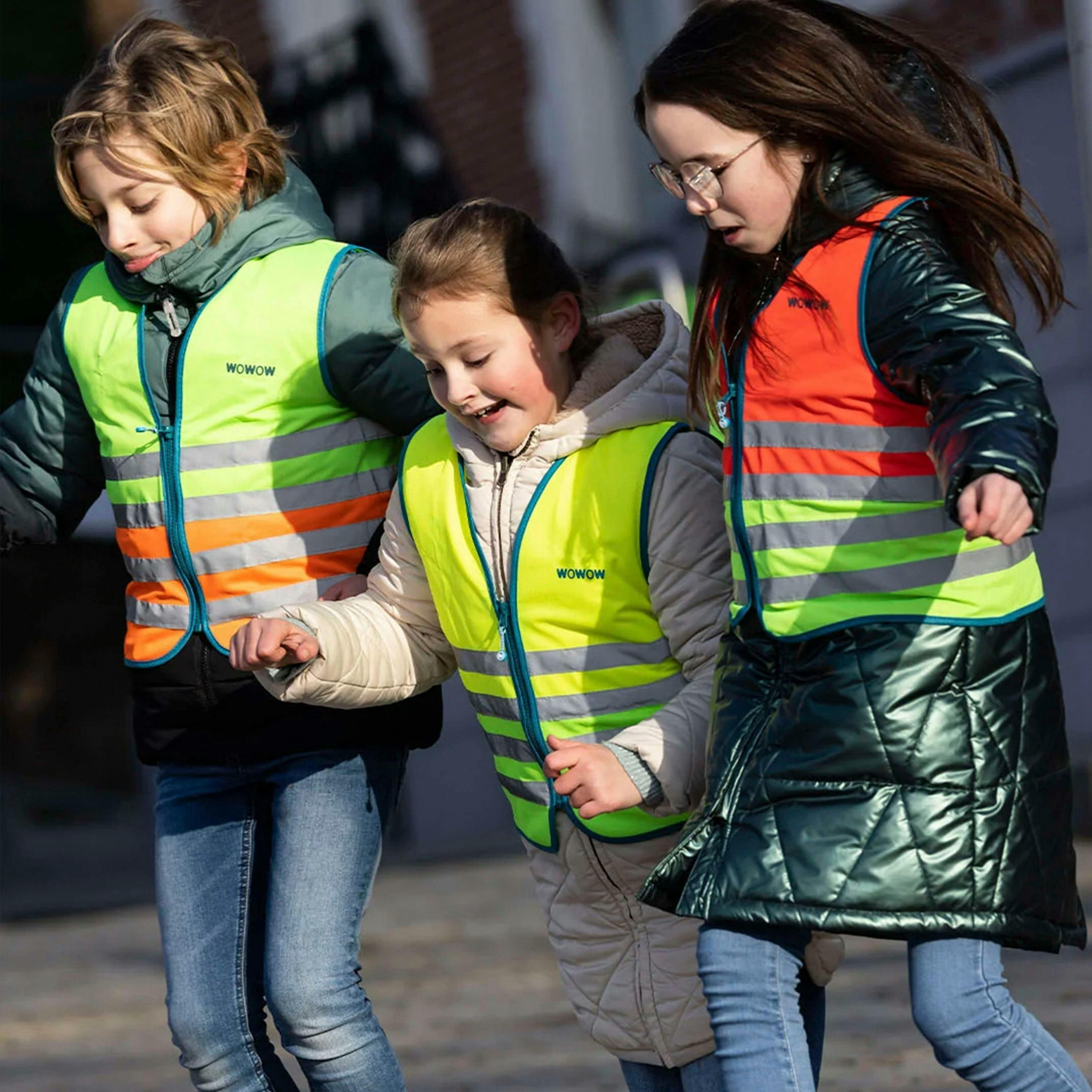 3 Pack Kids Hi Vis Reflective Vests | Green Red Yellow Gilet for Girls Boys , view 4 of 5
