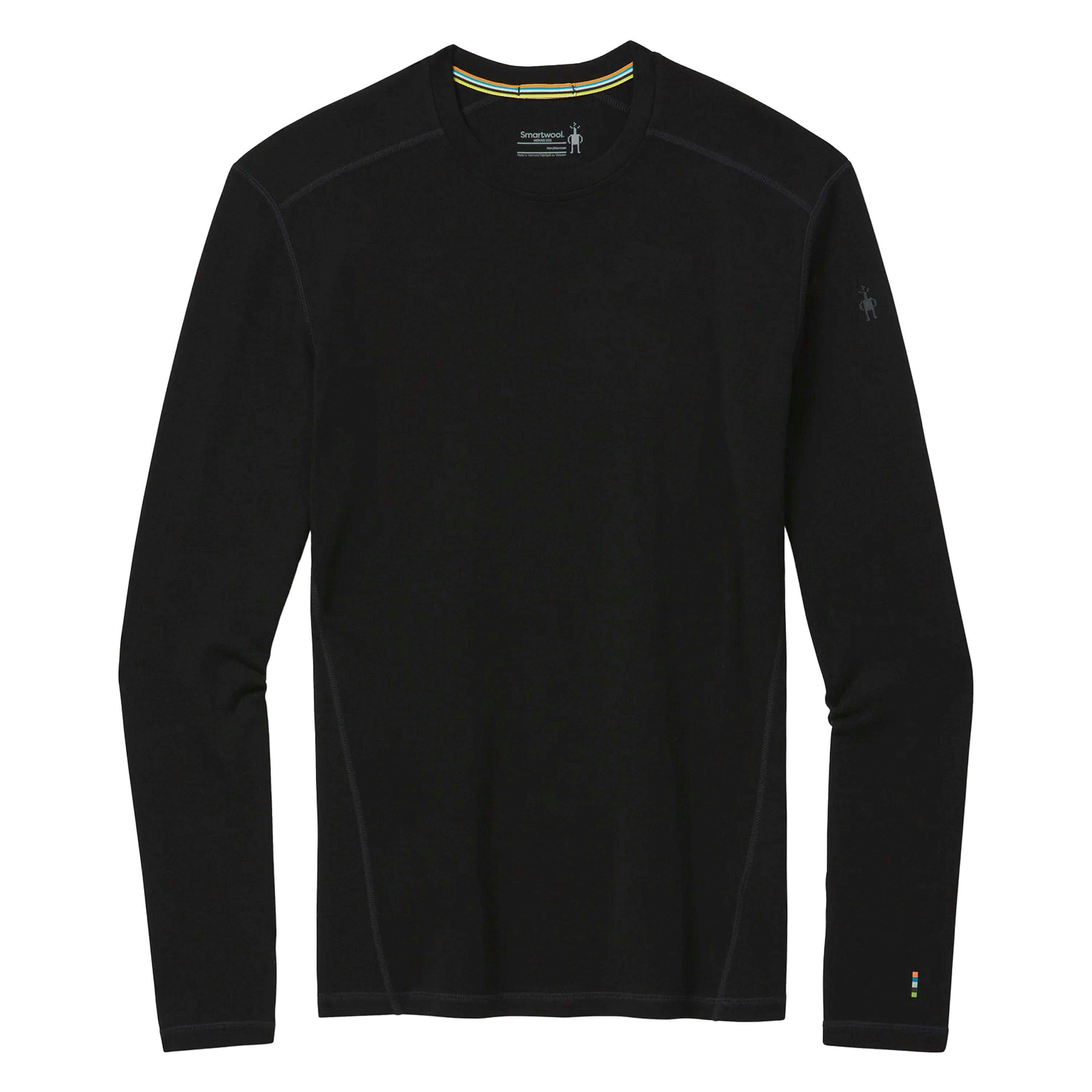 Mens Classic Thermal Merino Base Layer Crew Long Sleeve Top Black , view 2 of 4