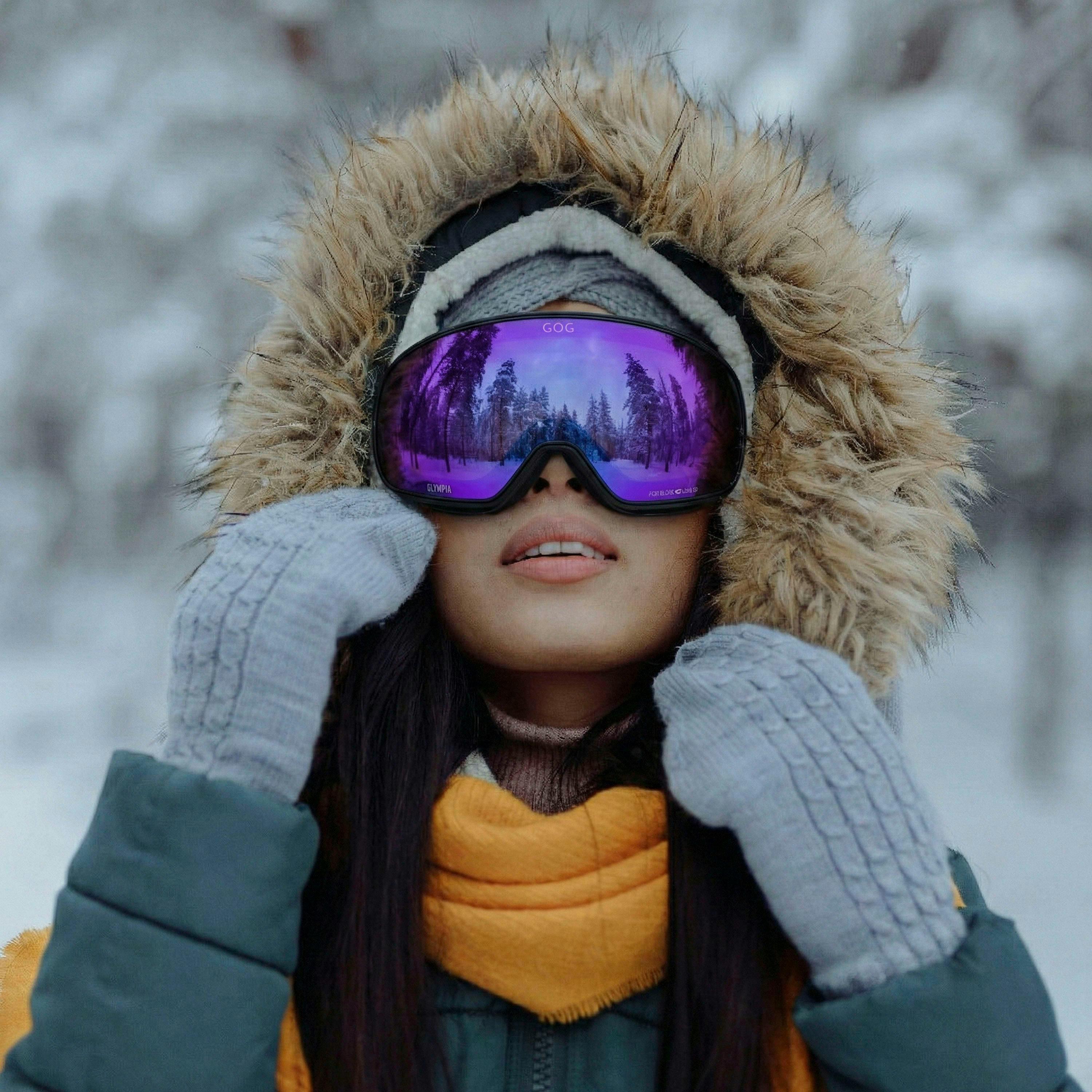 Unisex Olympia UV400 Ski Snowboard Goggles with Magnetic Anti-Fog Double Lens , view 5 of 5