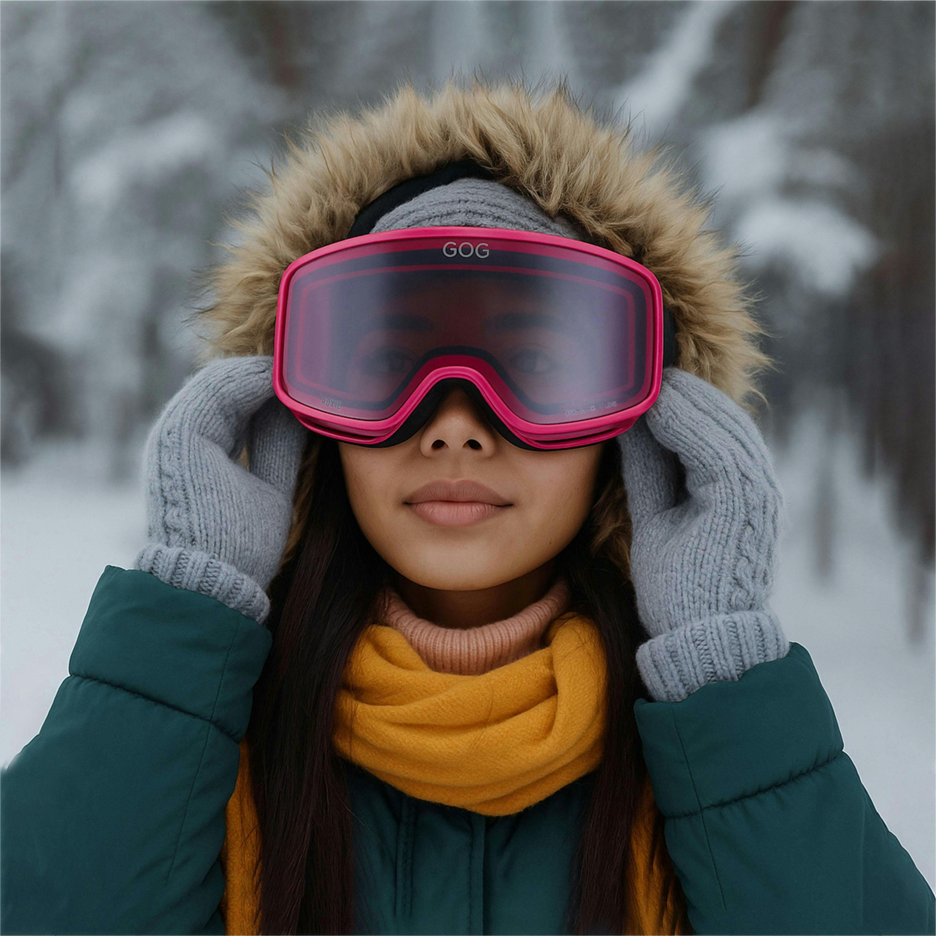 Roxie UV400 Ski Snowboard Goggles with Anti-Fog Mirror Hydrophobic Double Lens , view 4 of 5