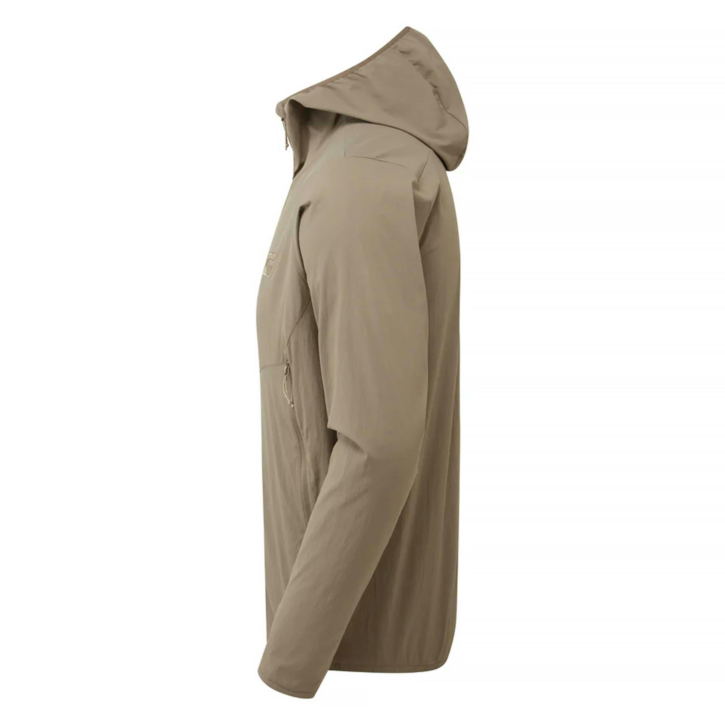 Mens Lightweight Softshell Hiking Hoodie Jacket with Water Repellent Finish , view 3 of 5