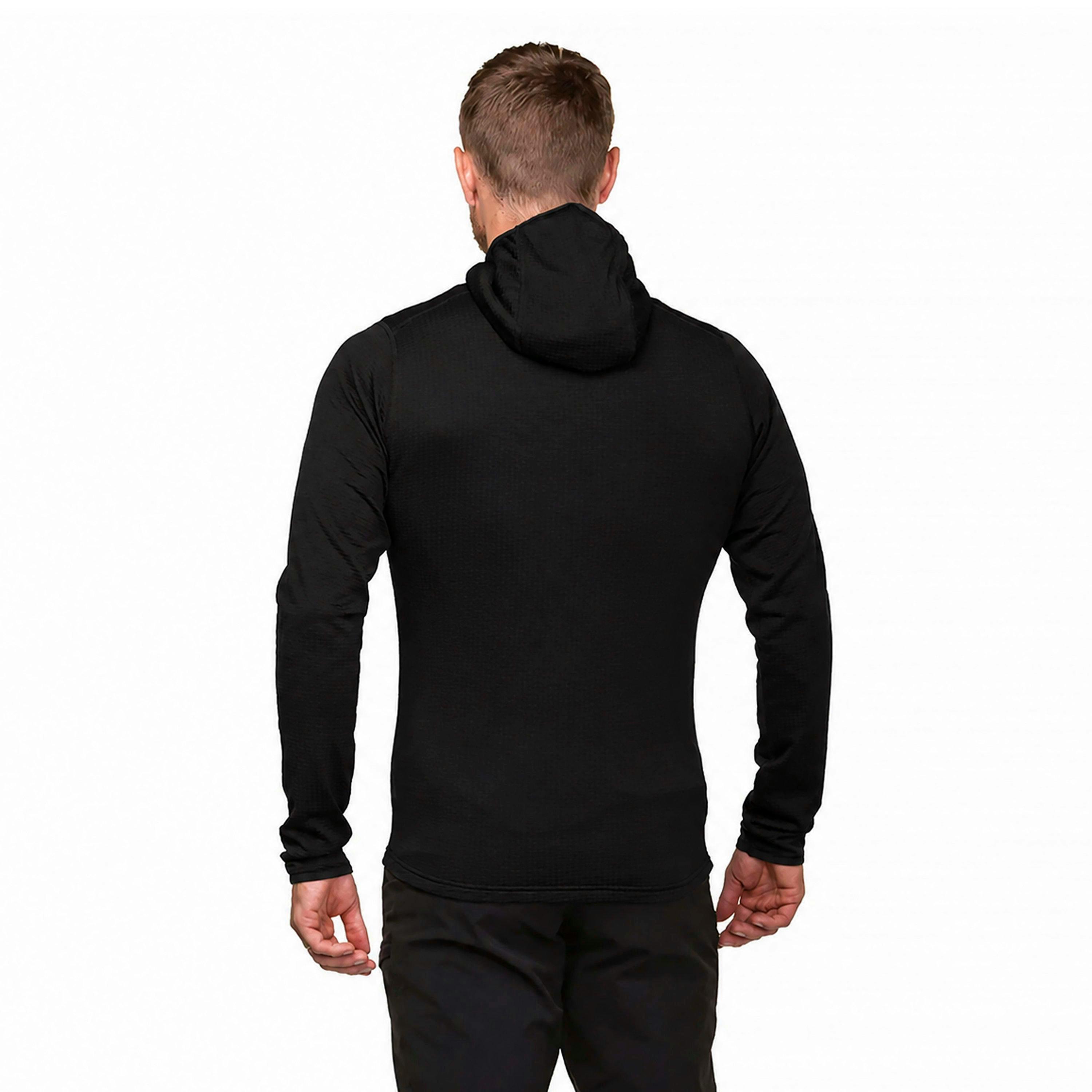 Mens Soft Fleece Top Hoody with Full Zip and Thumb Loops for Hiking , view 5 of 5