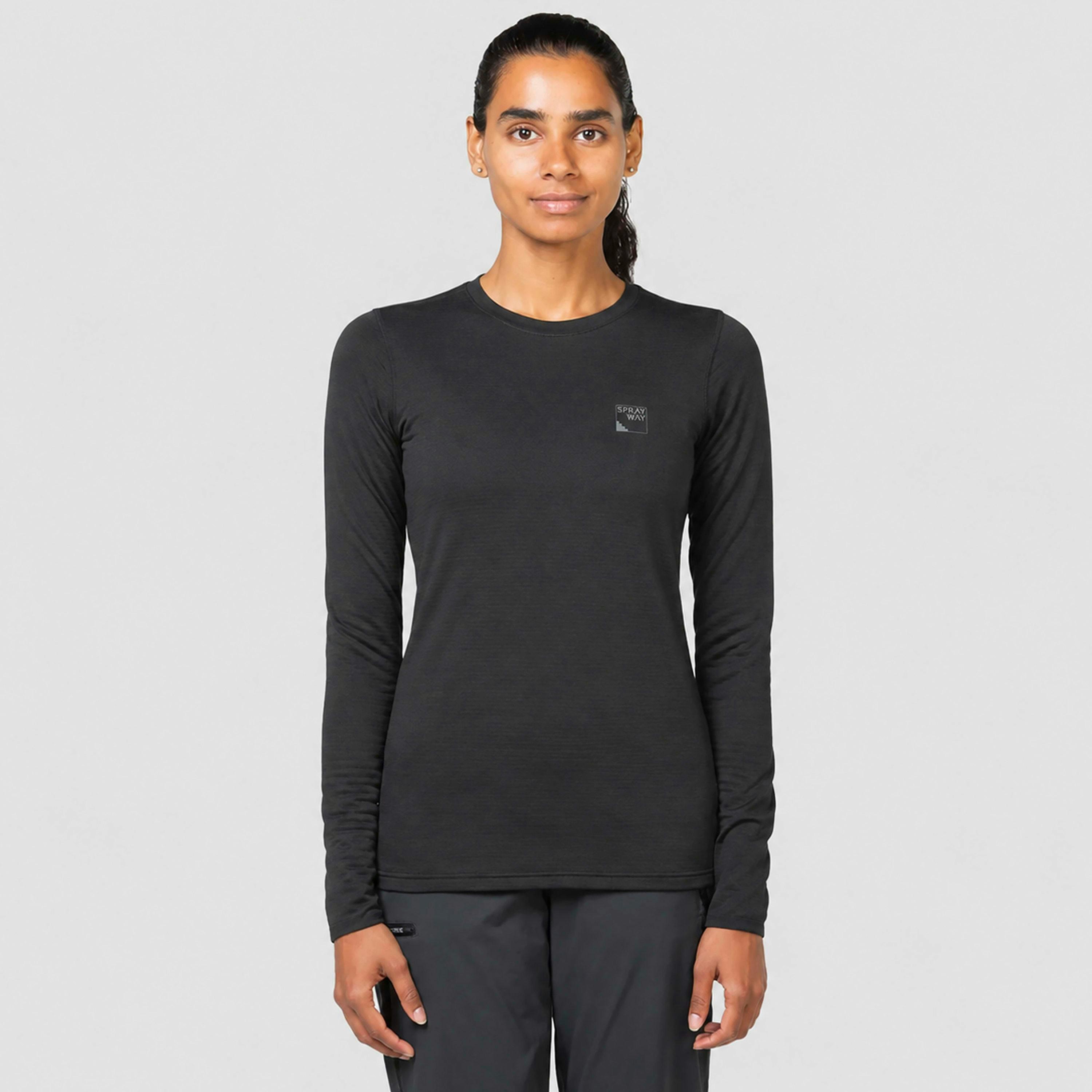 Ladies Fleece Crew Neck Top with Thumb Loops for Winter Hiking , view 4 of 5
