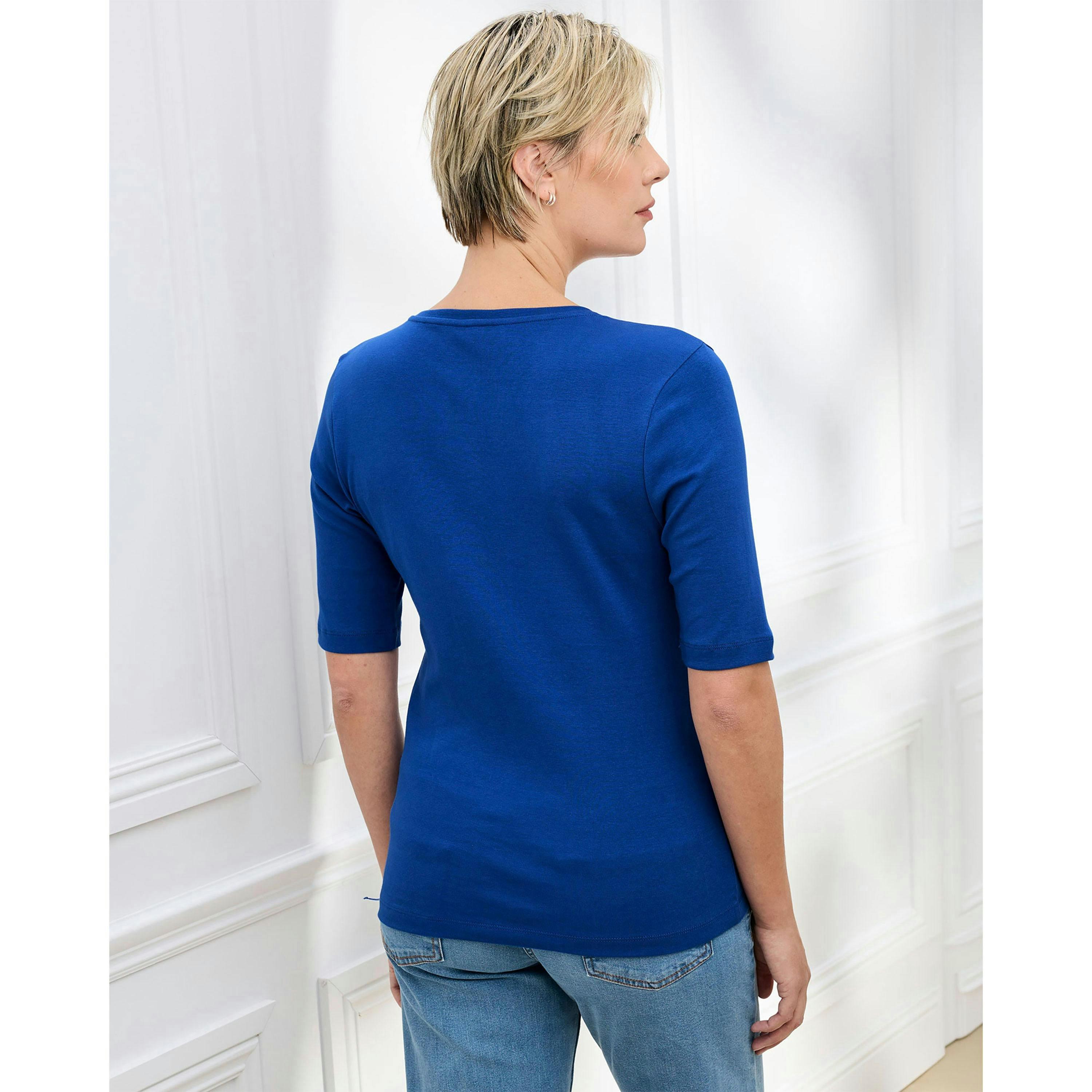Cotton Traders Wrinkle Free 1/2 Sleeve V Neck Top , view 2 of 3