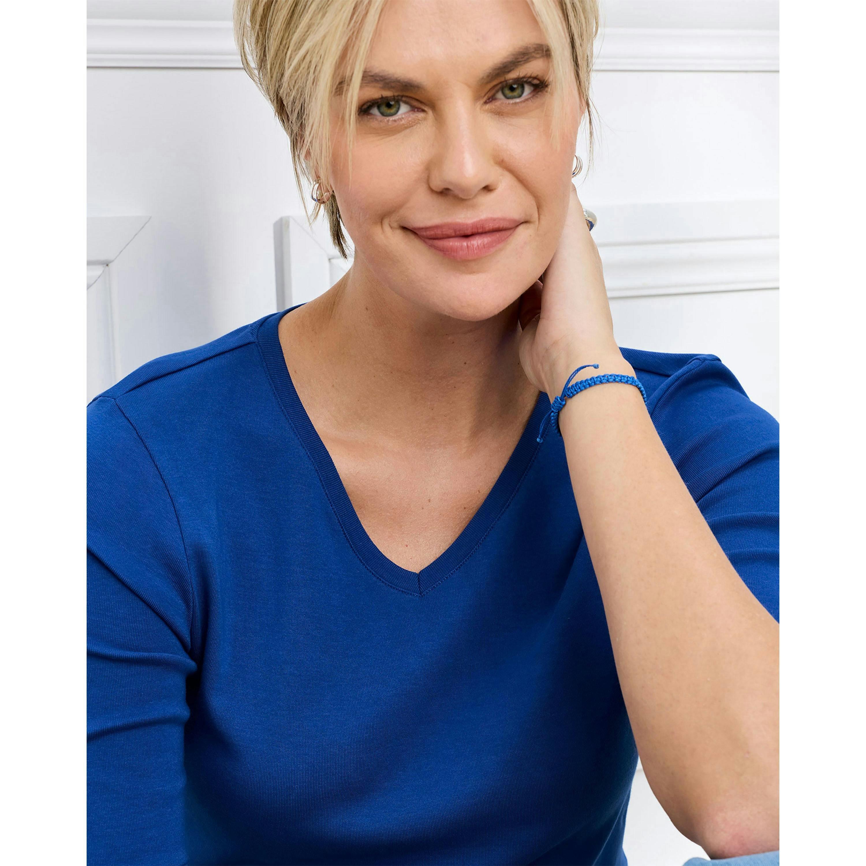 Cotton Traders Wrinkle Free 1/2 Sleeve V Neck Top , view 3 of 3