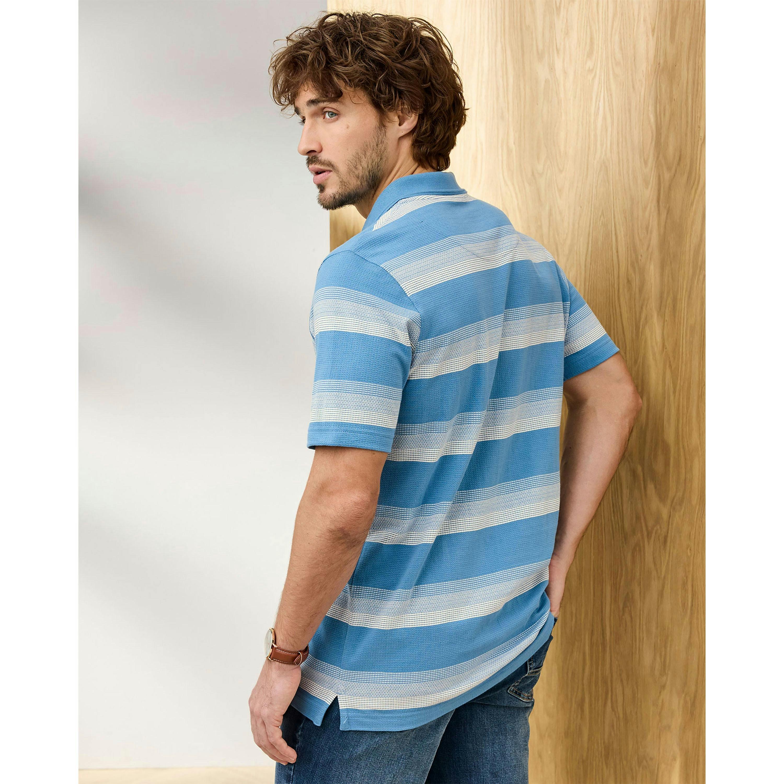 Cotton Traders Signature Short Sleeve Textured Stripe Polo Shirt , view 2 of 3