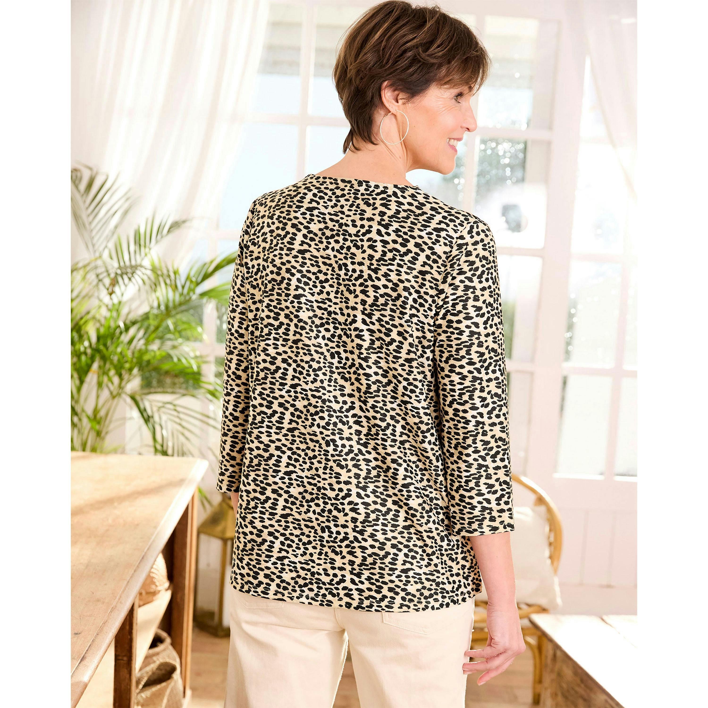 Cotton Traders V Neck 3/4 Sleeve Jersey Top , view 3 of 3