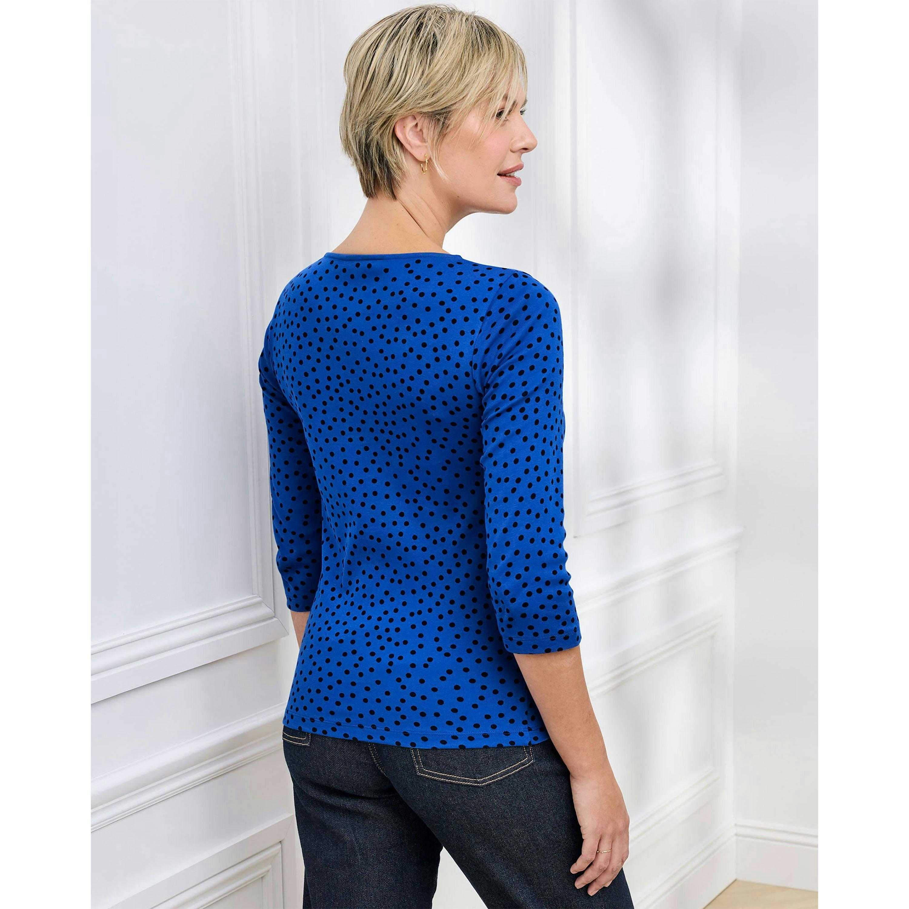 Cotton Traders Wrinkle Free 3/4 Sleeve Keyhole Printed Top , view 2 of 3