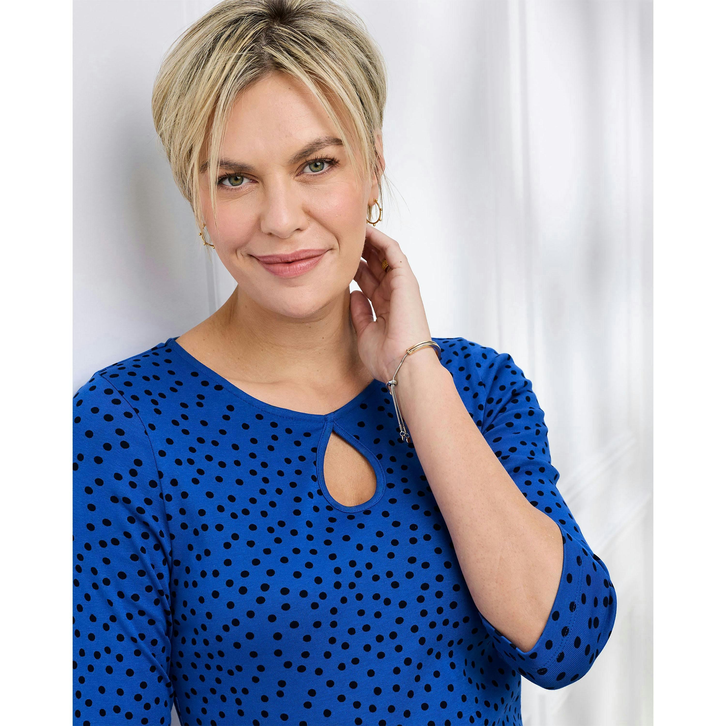 Cotton Traders Wrinkle Free 3/4 Sleeve Keyhole Printed Top , view 3 of 3