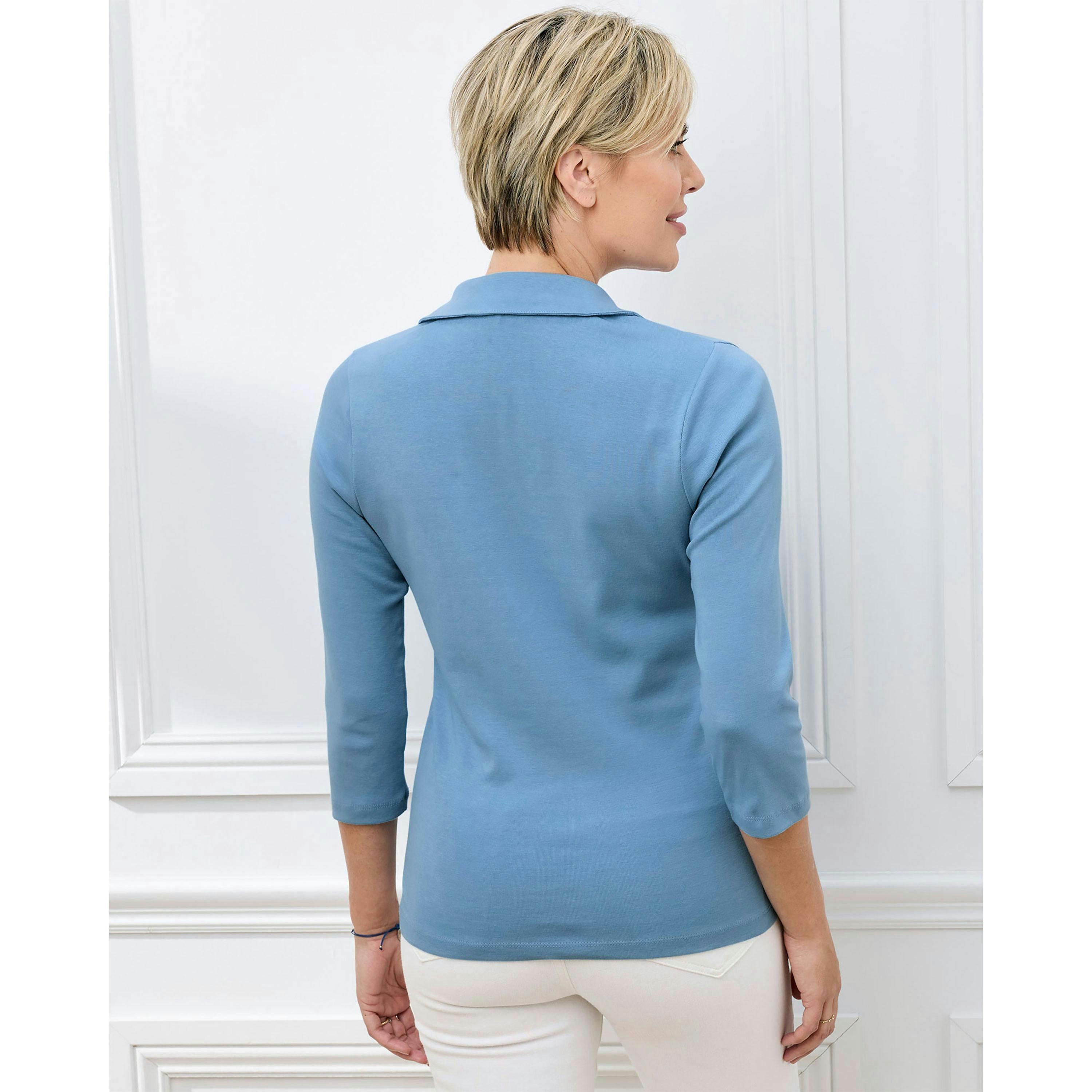 Cotton Traders Wrinkle Free 3/4 Collared Polo Top , view 2 of 3