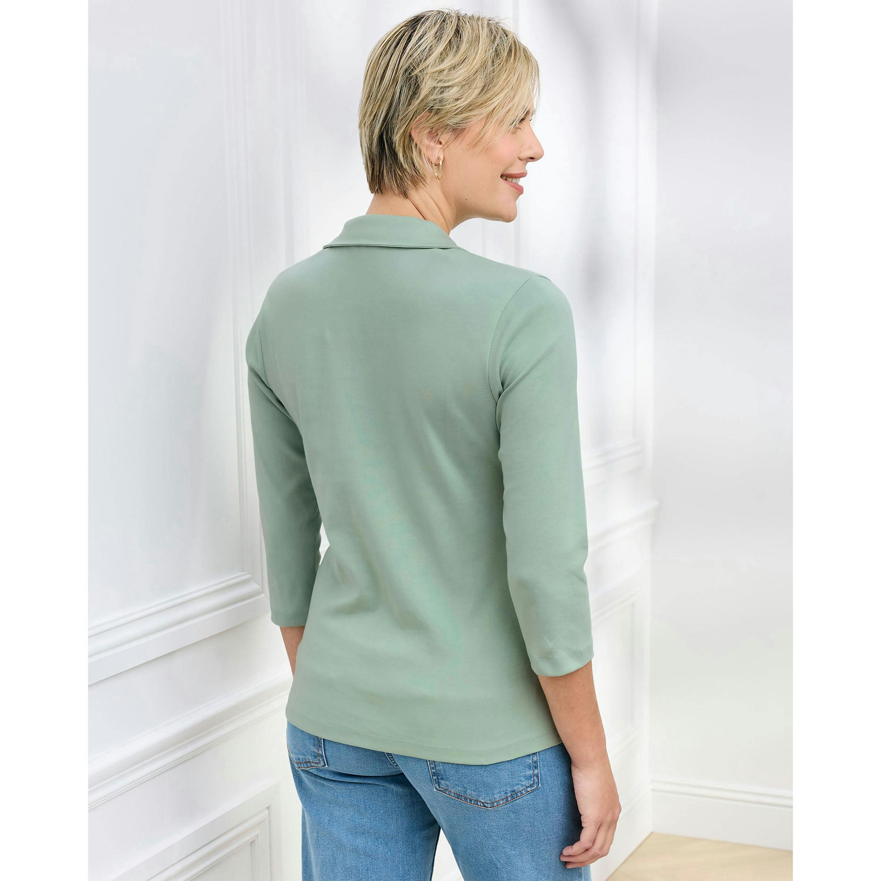 Cotton Traders Wrinkle Free 3/4 Collared Polo Top , view 2 of 3