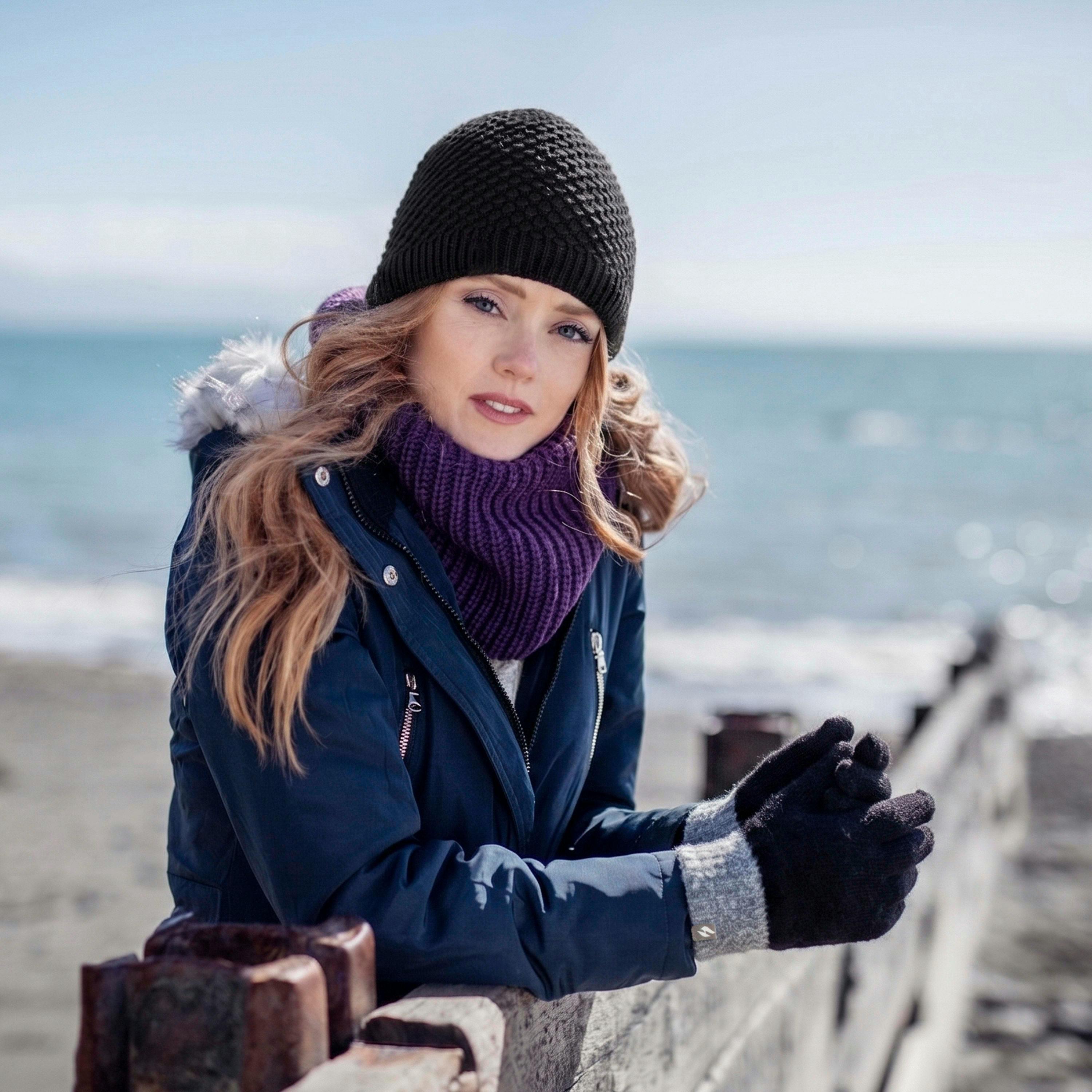 Ladies Skye Textured Yarn Gloves Warm Winter Cosy Knit Gloves , view 5 of 5