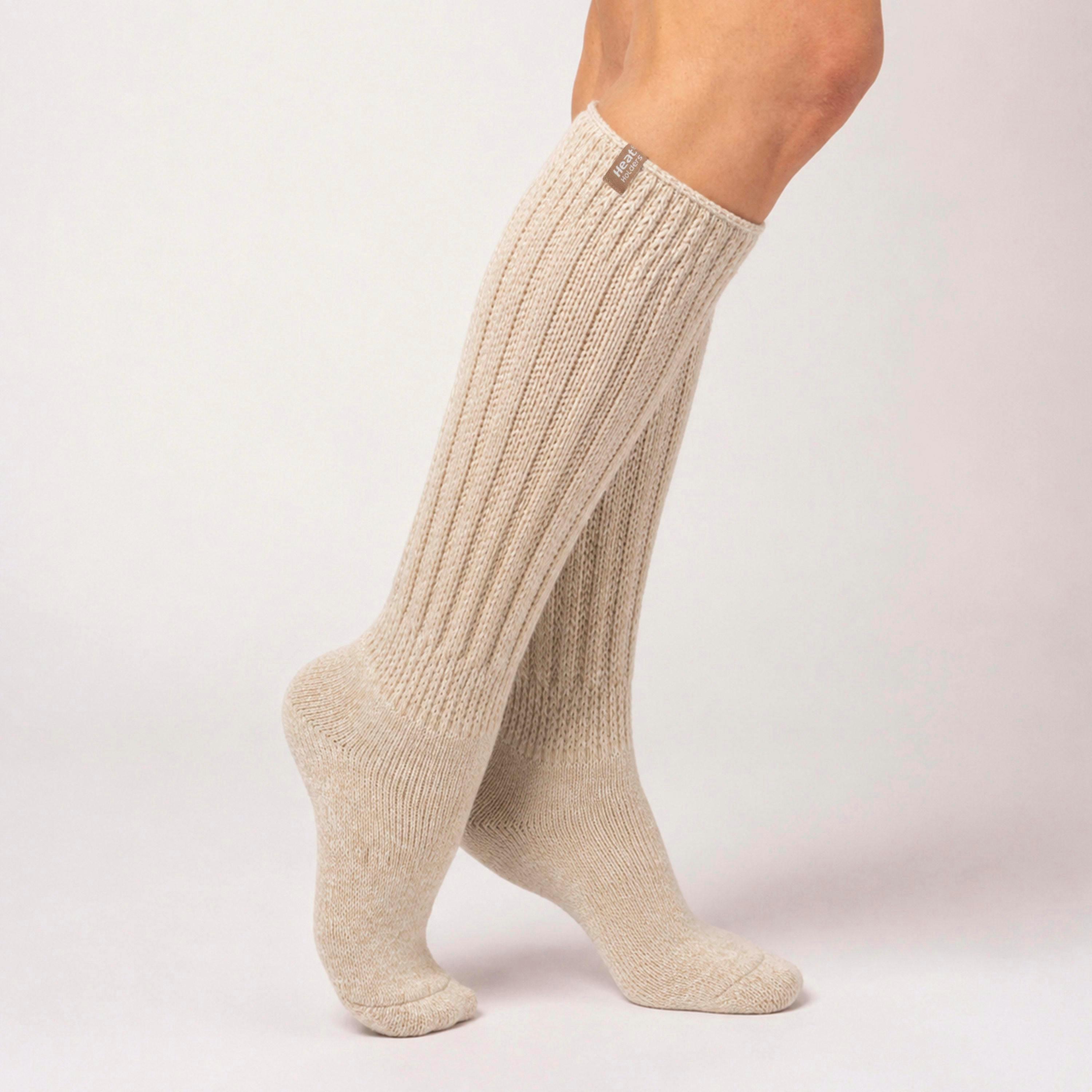 Ladies Slouch Socks Warm Soft Cosy Boot Socks Oat Silver Rose , view 3 of 5