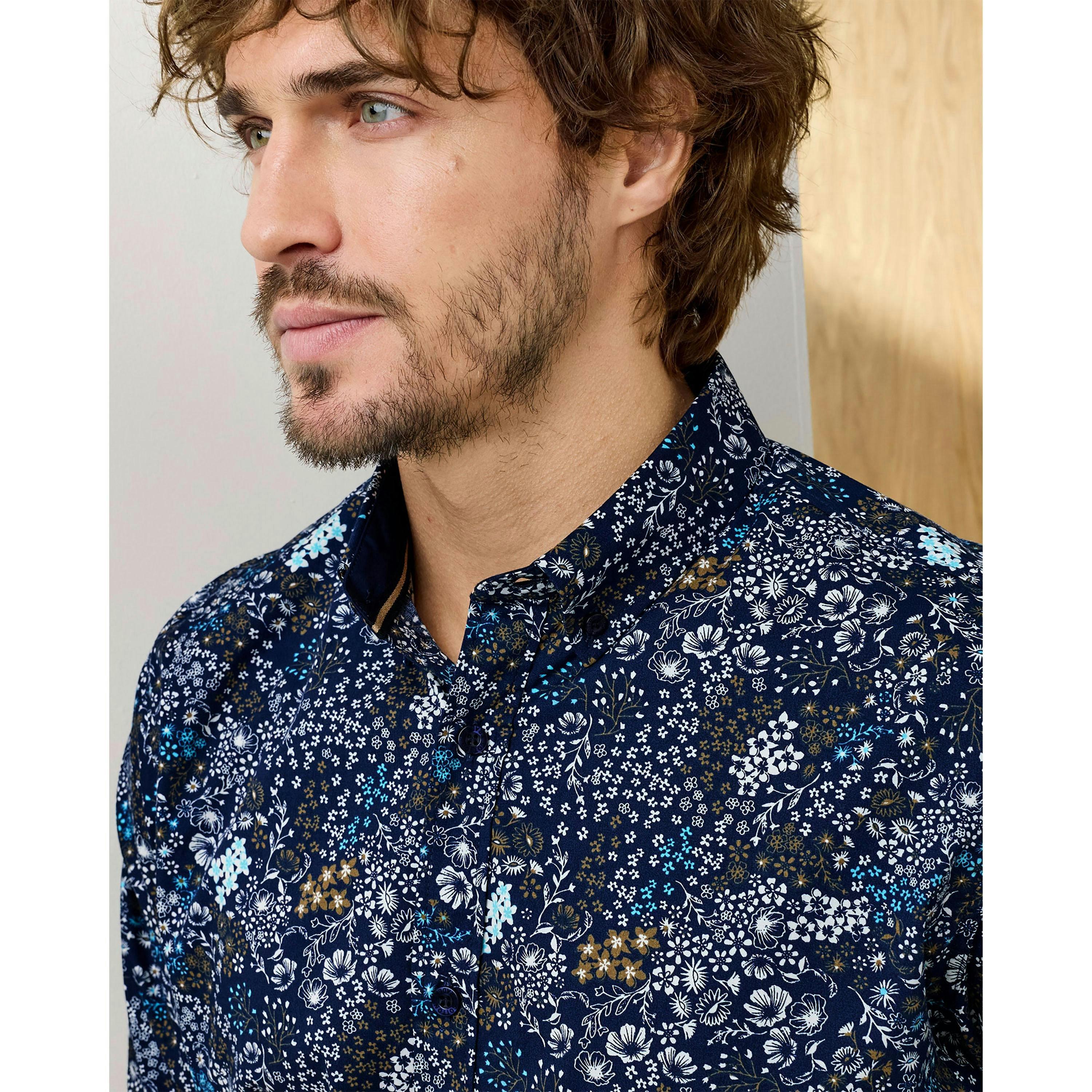 Cotton Traders Signature Long Sleeve Stretch Poplin Print Shirt , view 3 of 3
