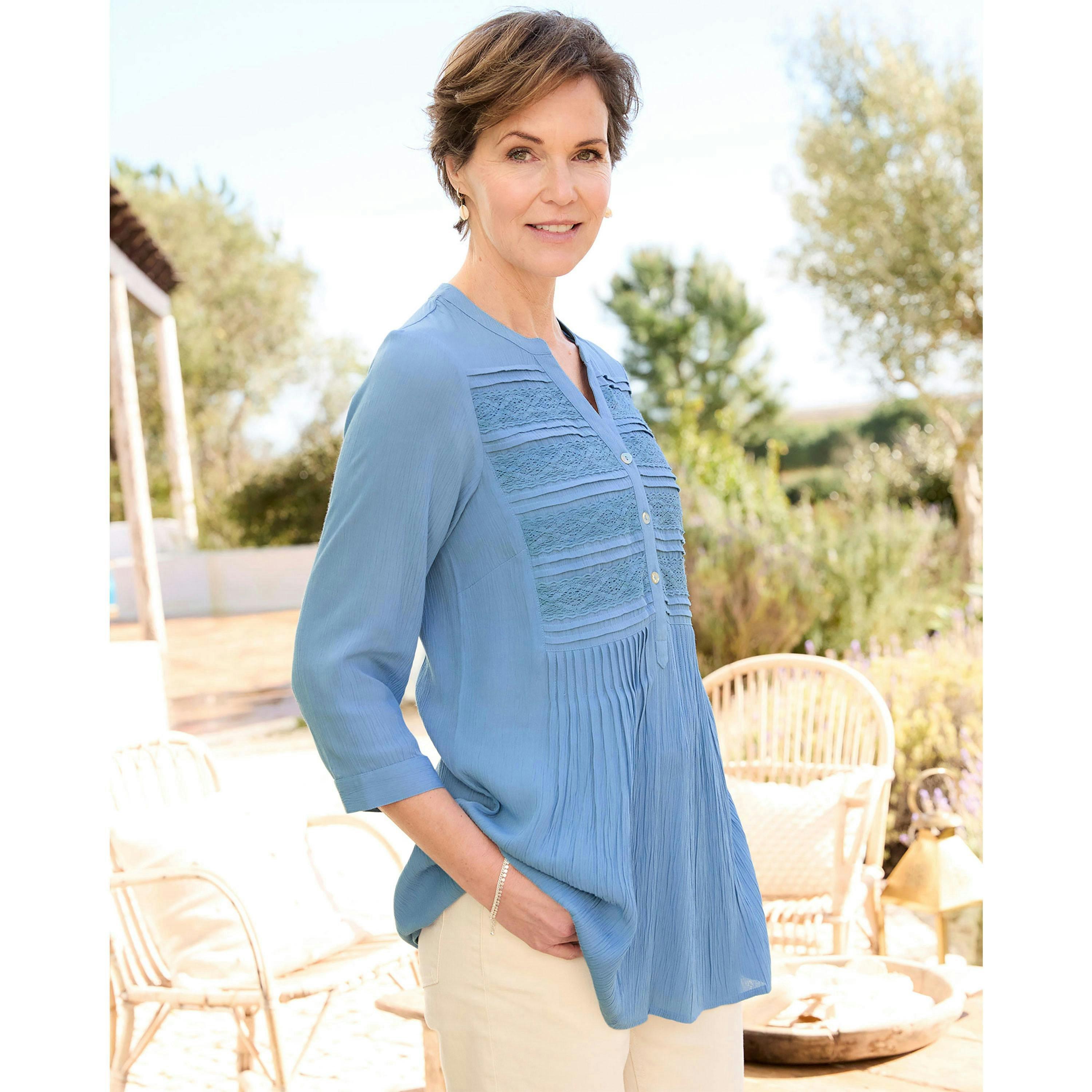 Cotton Traders Lace Crinkle Trim Tunic , view 2 of 4