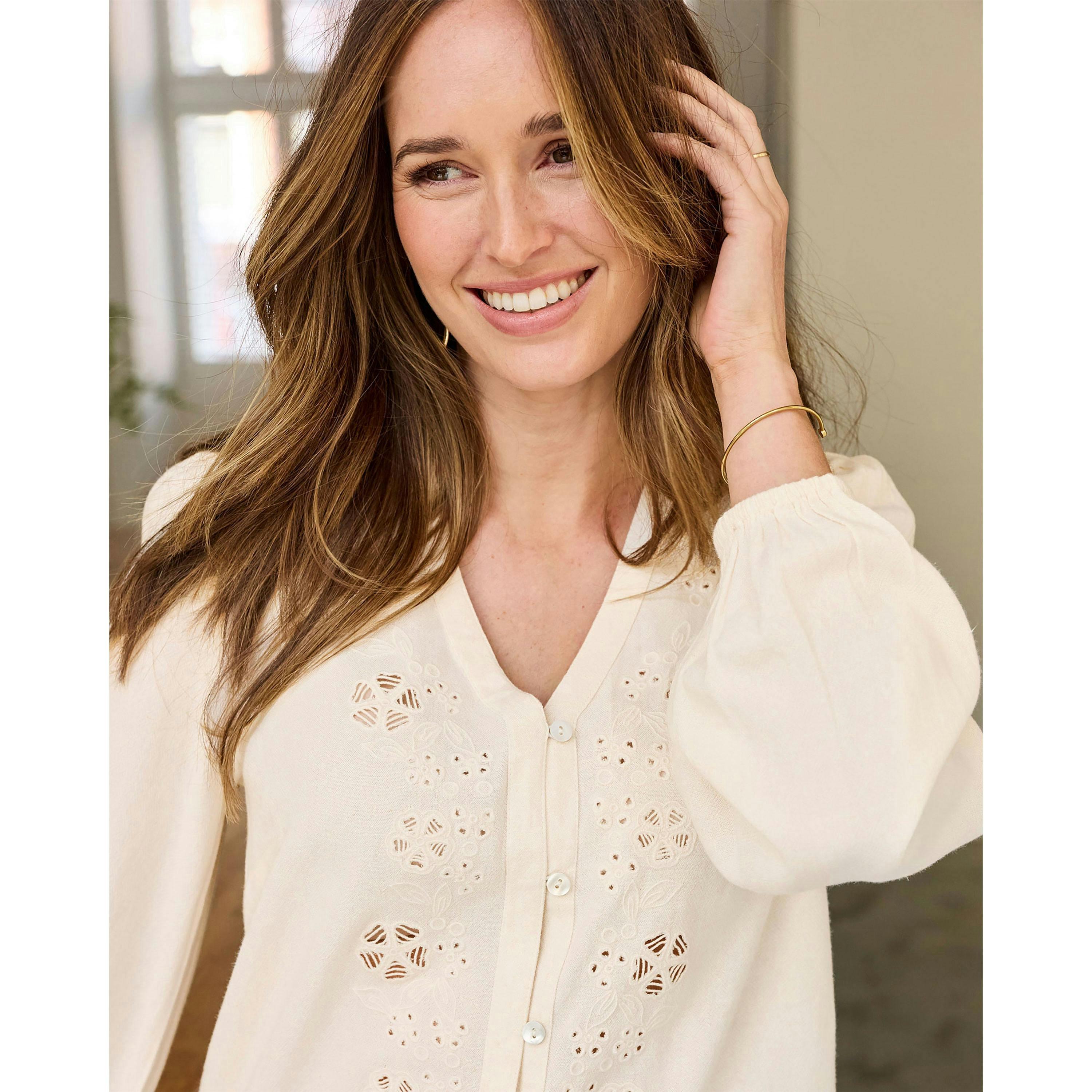 Cotton Traders Long Sleeve Broiderie Blouse , view 3 of 3