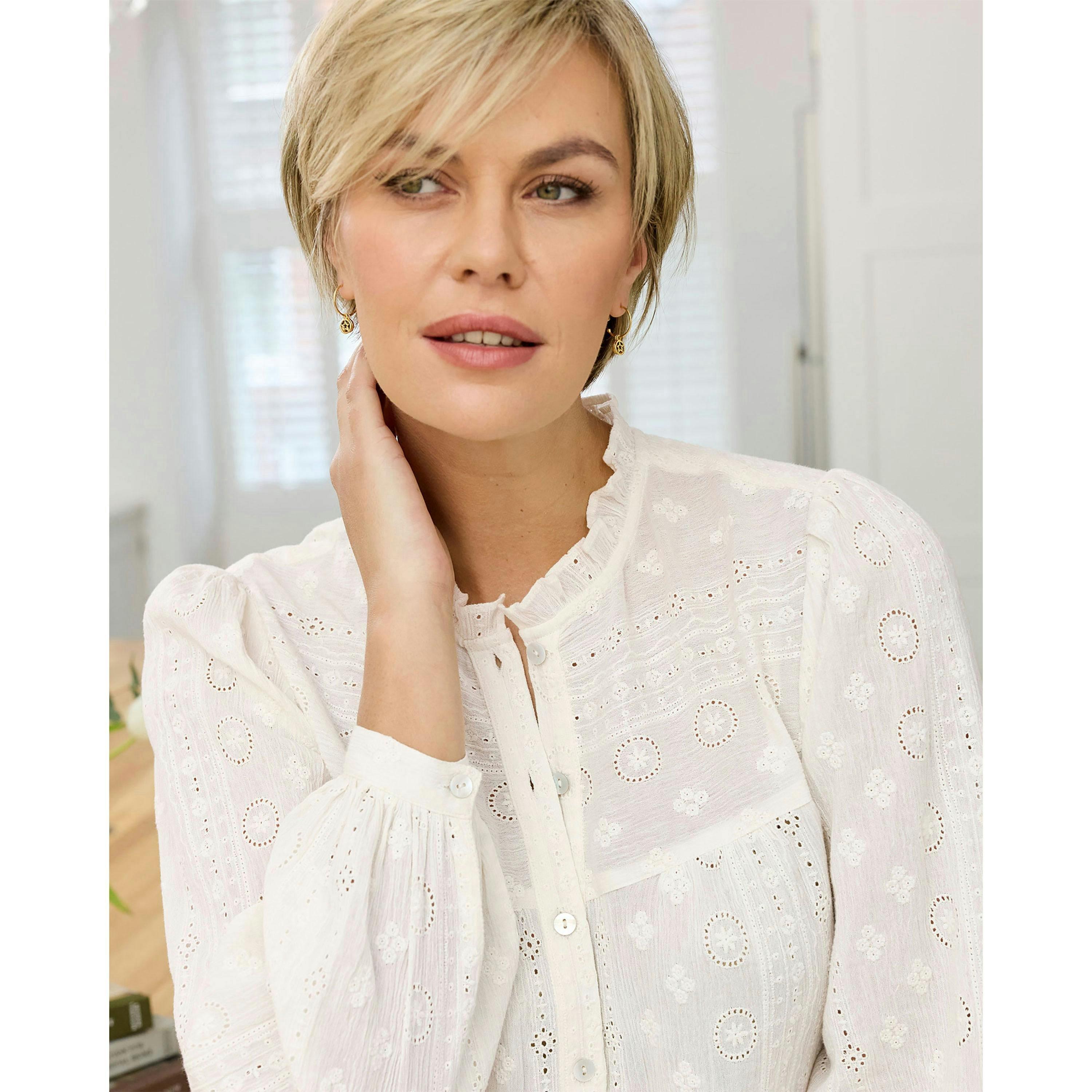 Cotton Traders Frill Neck Broiderie Blouse , view 3 of 3