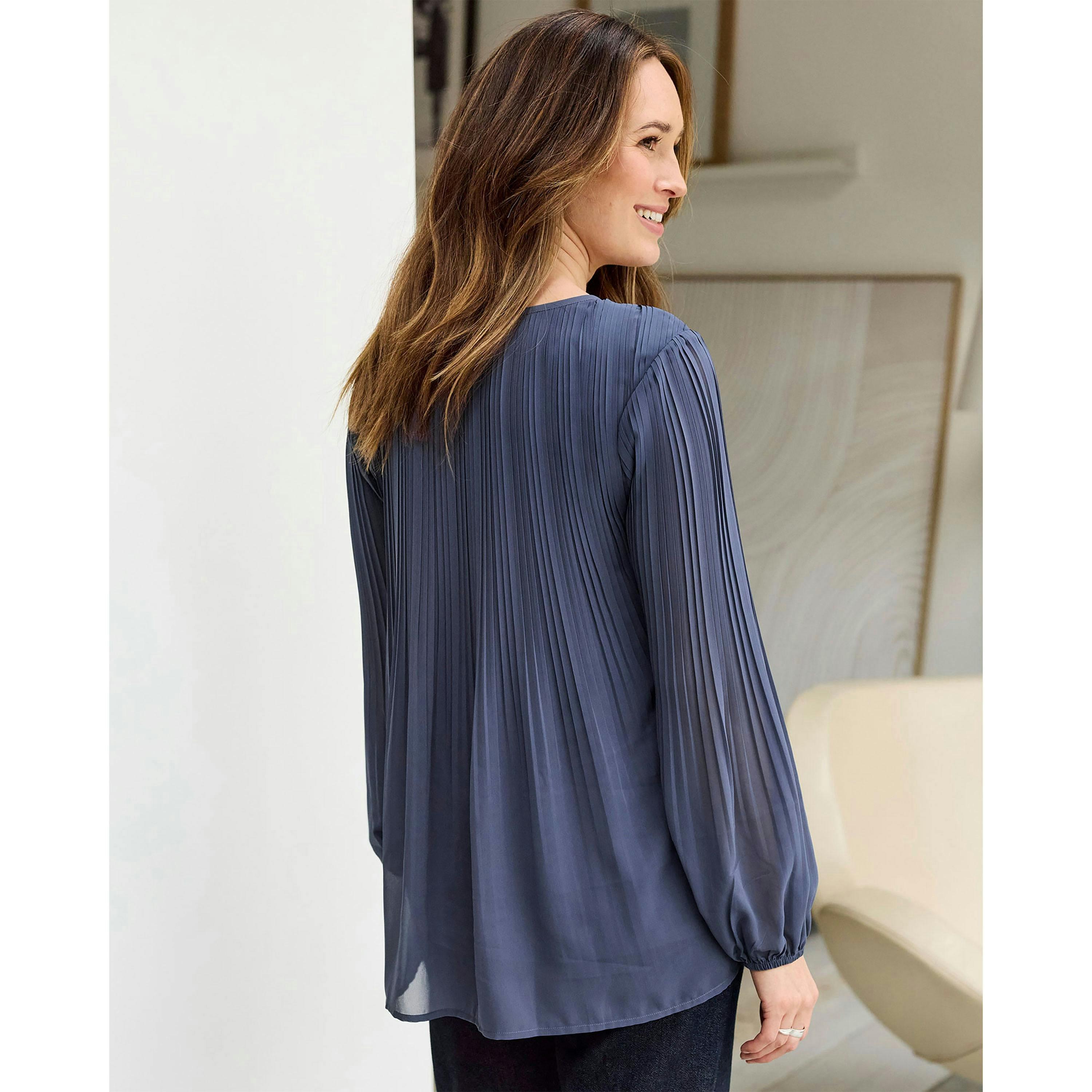 Cotton Traders Pleated Chiffon Blouse , view 2 of 3