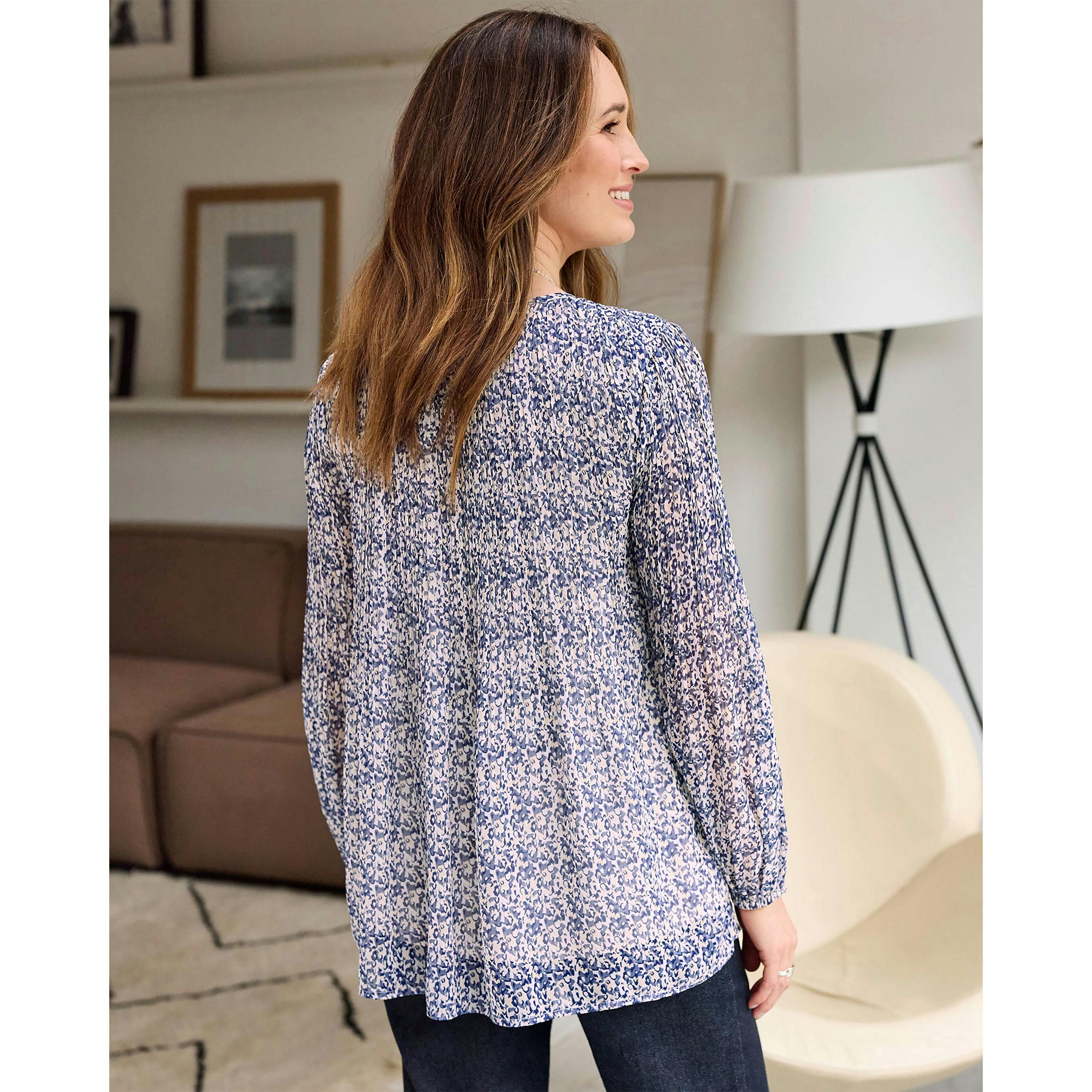 Cotton Traders Print Pleated Chiffon Blouse , view 2 of 3