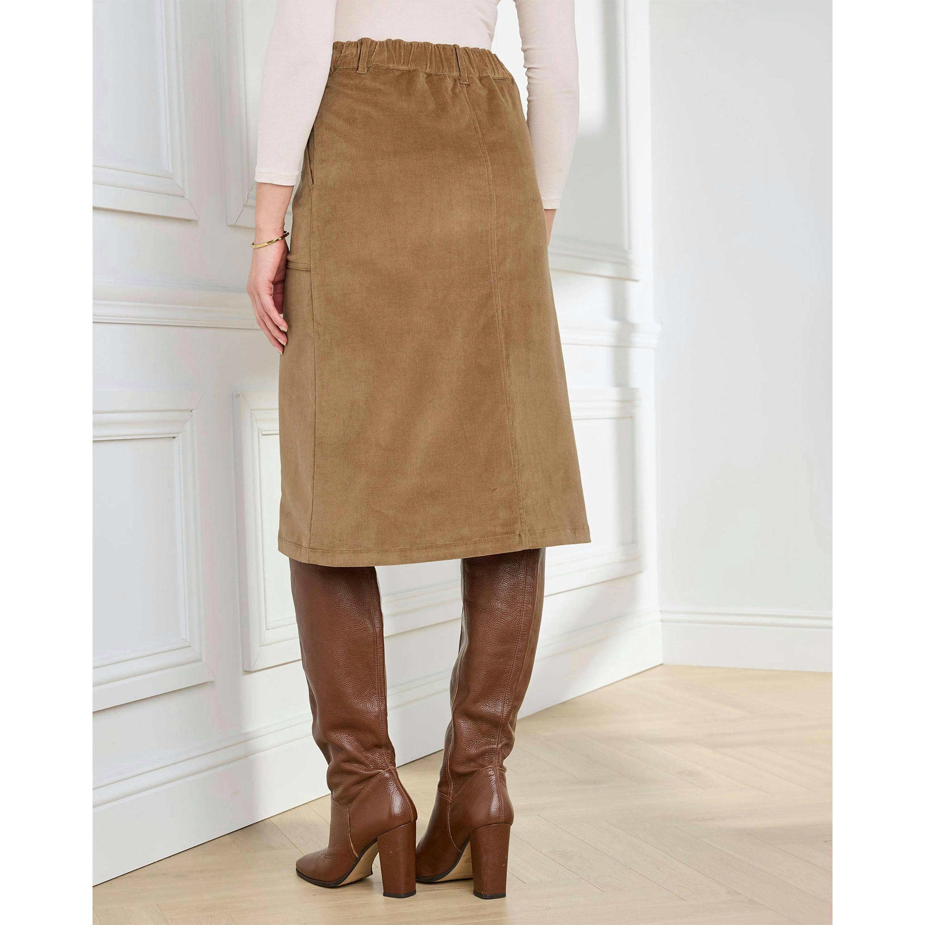 Cotton Traders Stretch Cord Midi Skirt , view 2 of 3