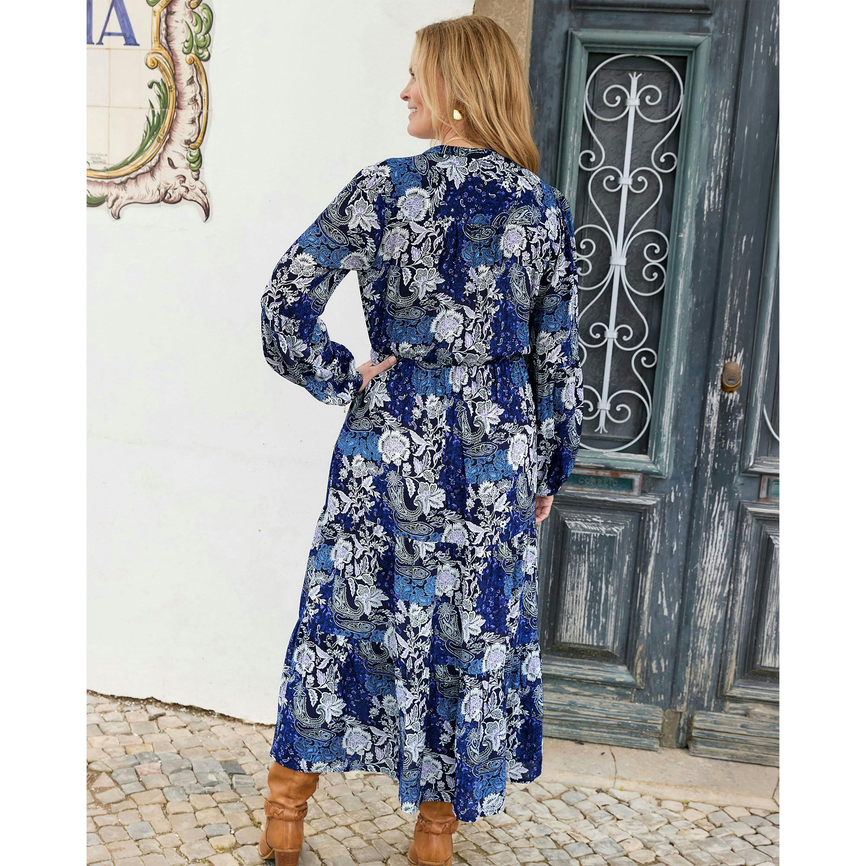 Cotton Traders Tiered Long Sleeve Maxi Dress , view 2 of 3