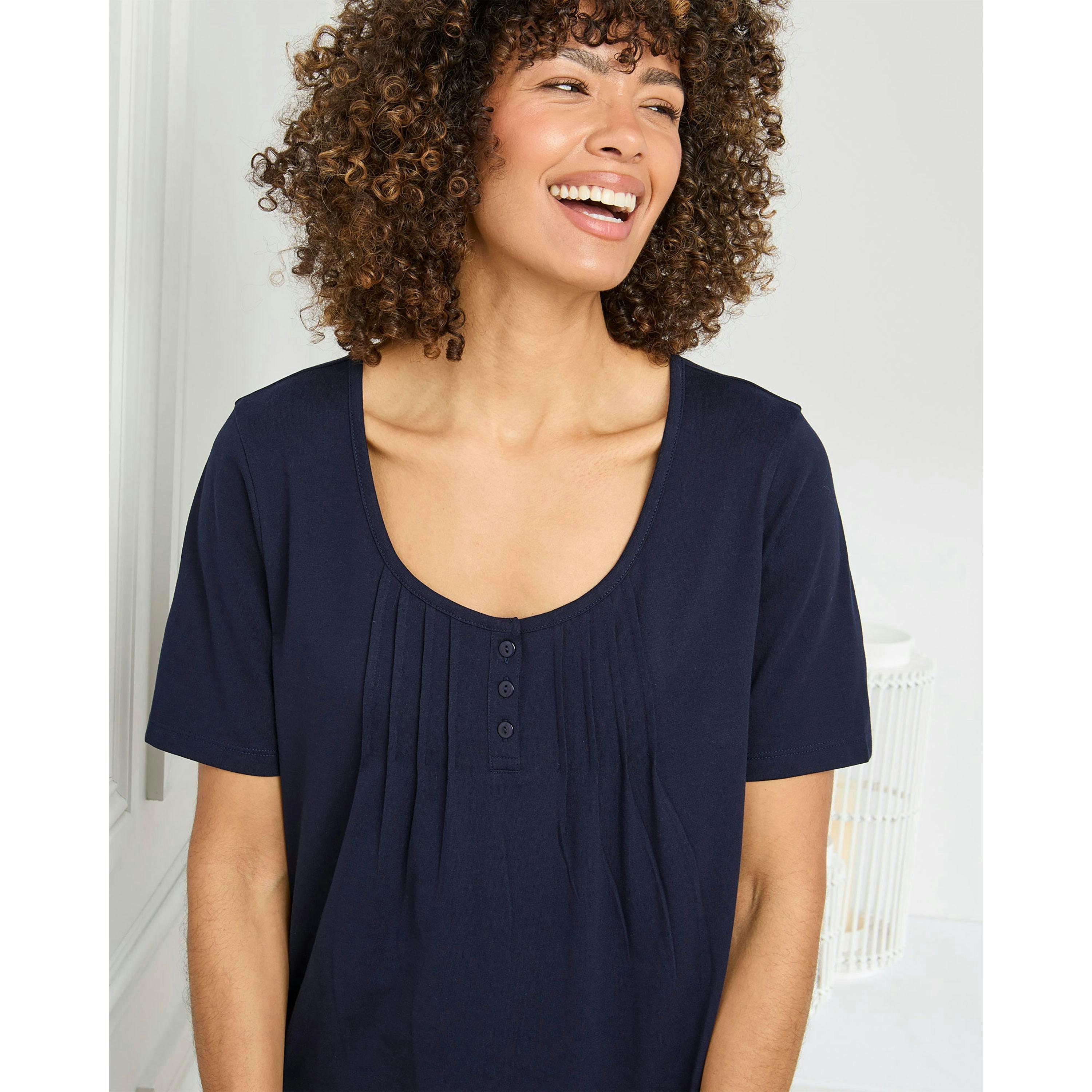 Cotton Traders 2 Pack Short Sleeve Pintuck Nightdresses , view 3 of 4