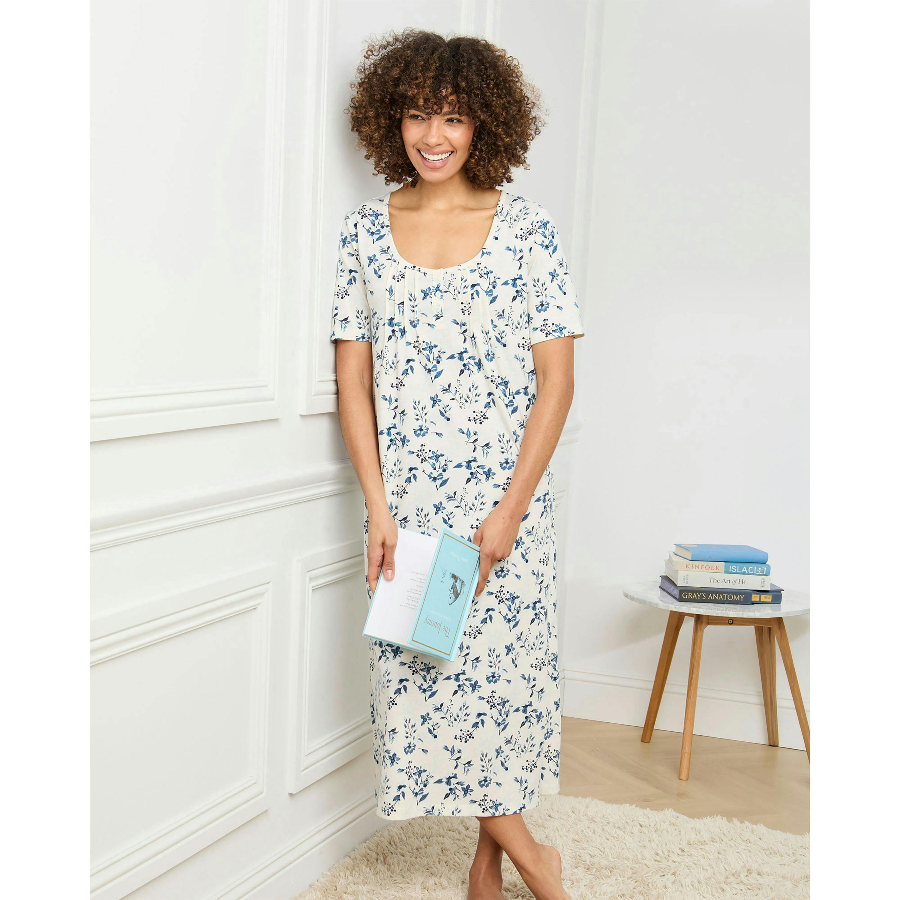 Cotton Traders 2 Pack Short Sleeve Pintuck Nightdresses , view 4 of 4