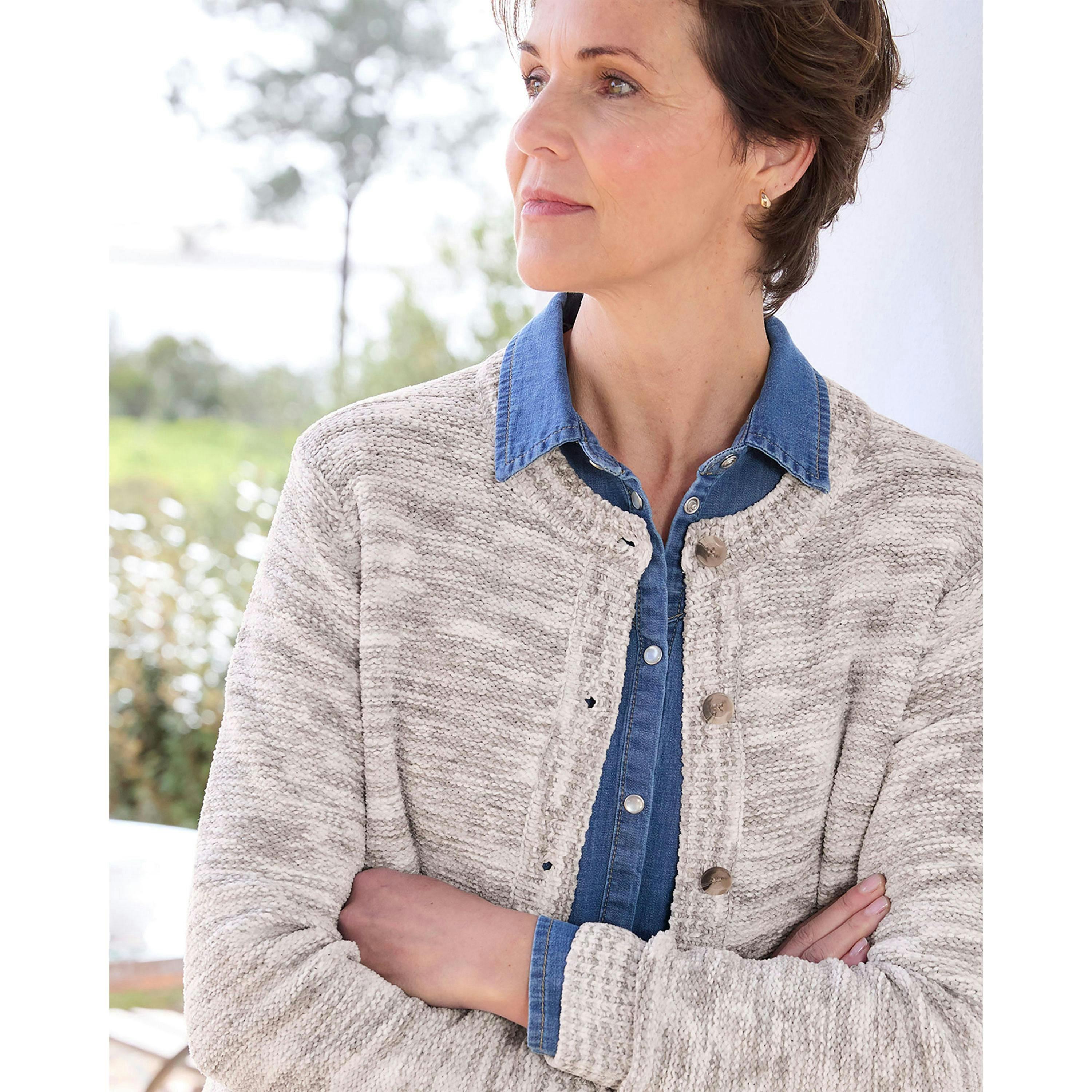 Cotton Traders Chenille Crew Neck Cardigan , view 3 of 3