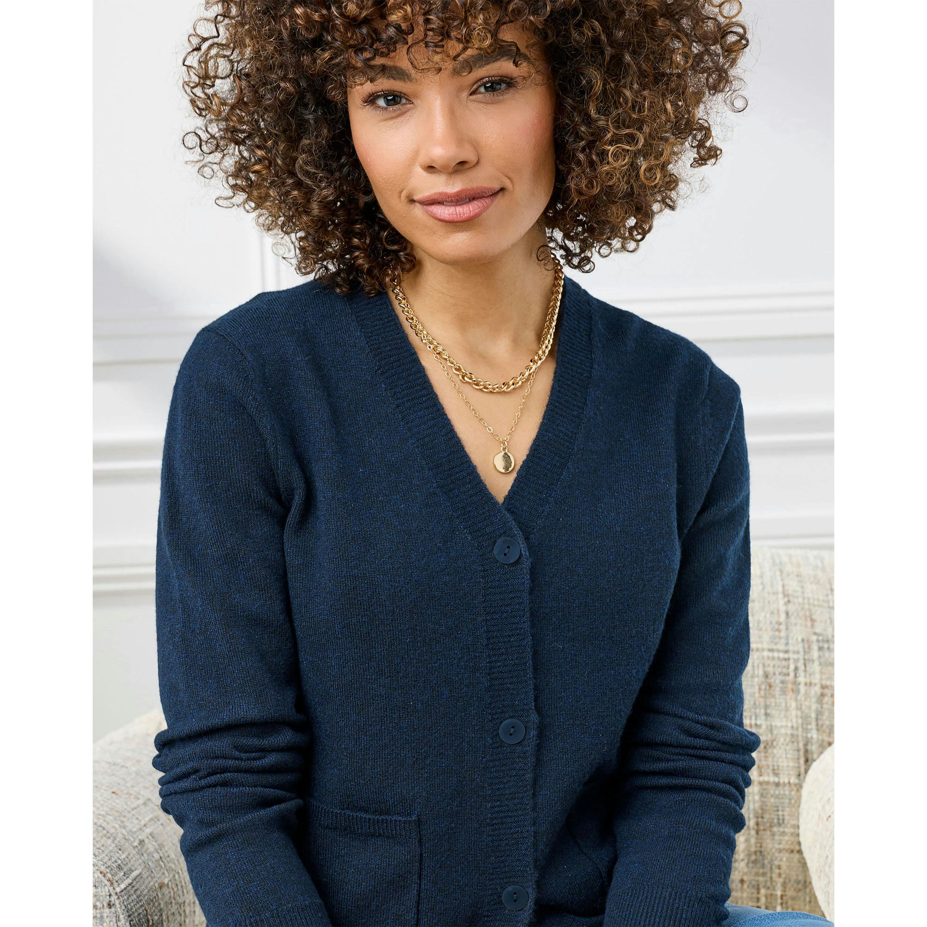Cotton Traders Fine Knit V-Neck Cardigan , view 3 of 3