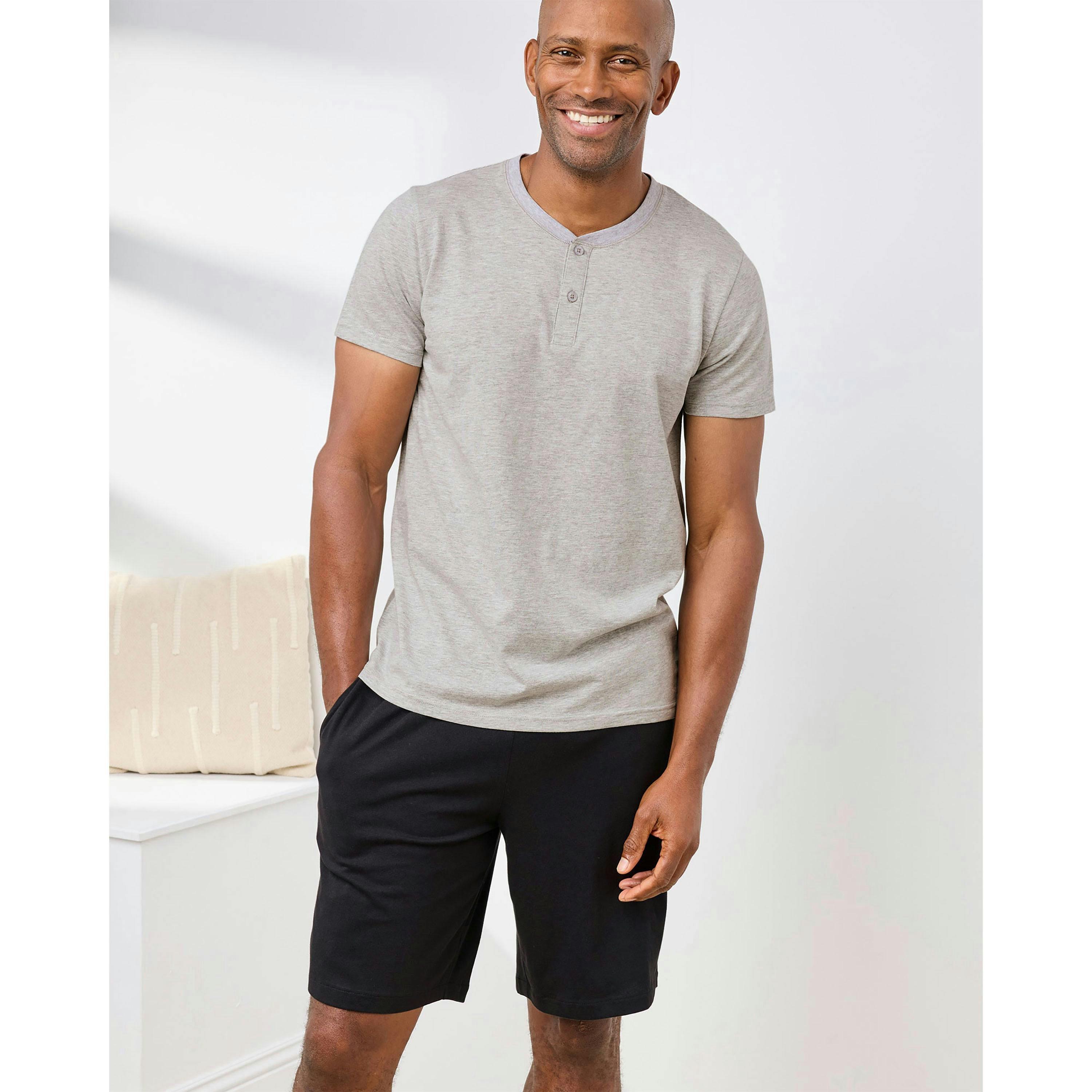 Cotton Traders 2 Pack Short Sleeve Grandad Tops , view 3 of 4