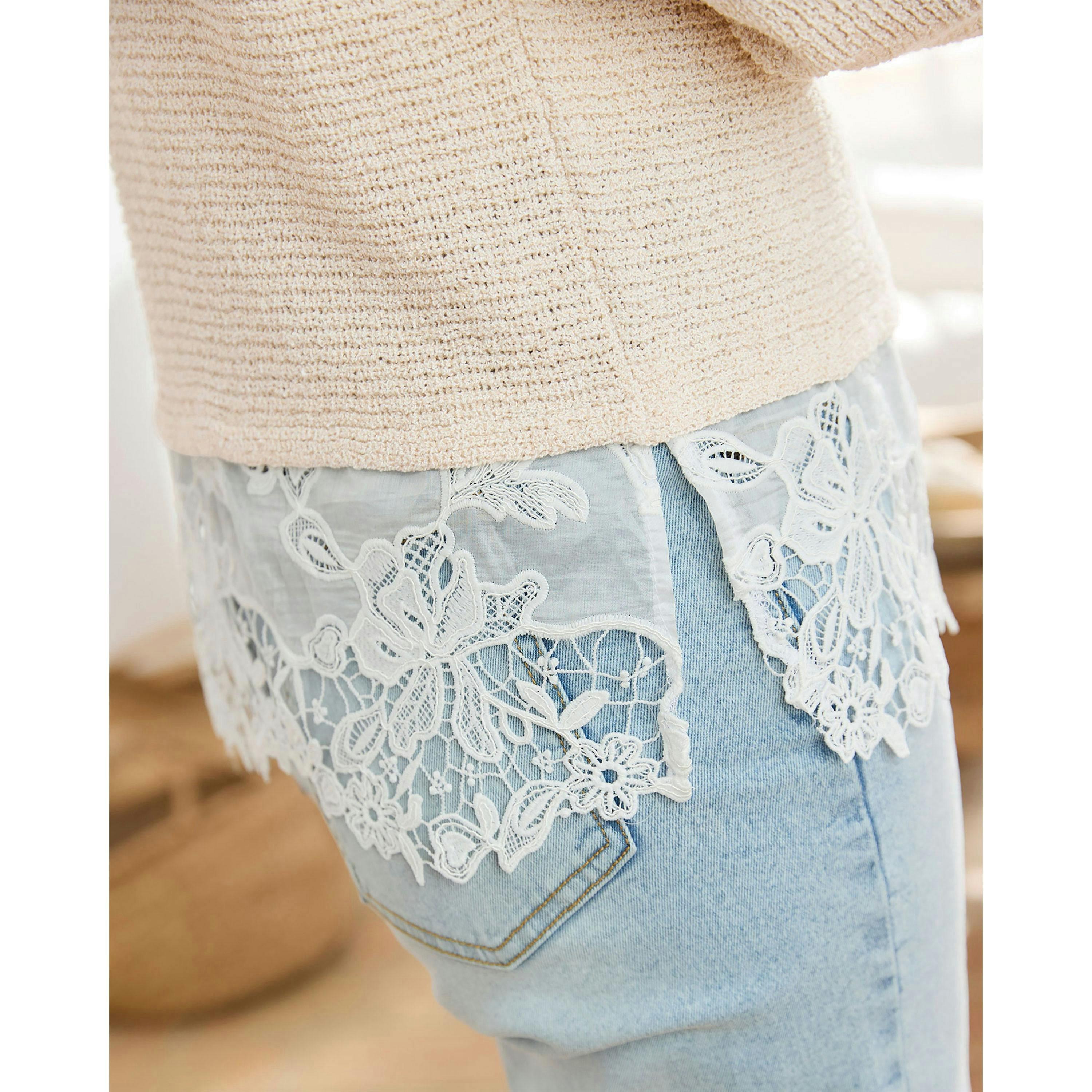 Cotton Traders Lace Hem Short Sleeve Jumper , view 3 of 3