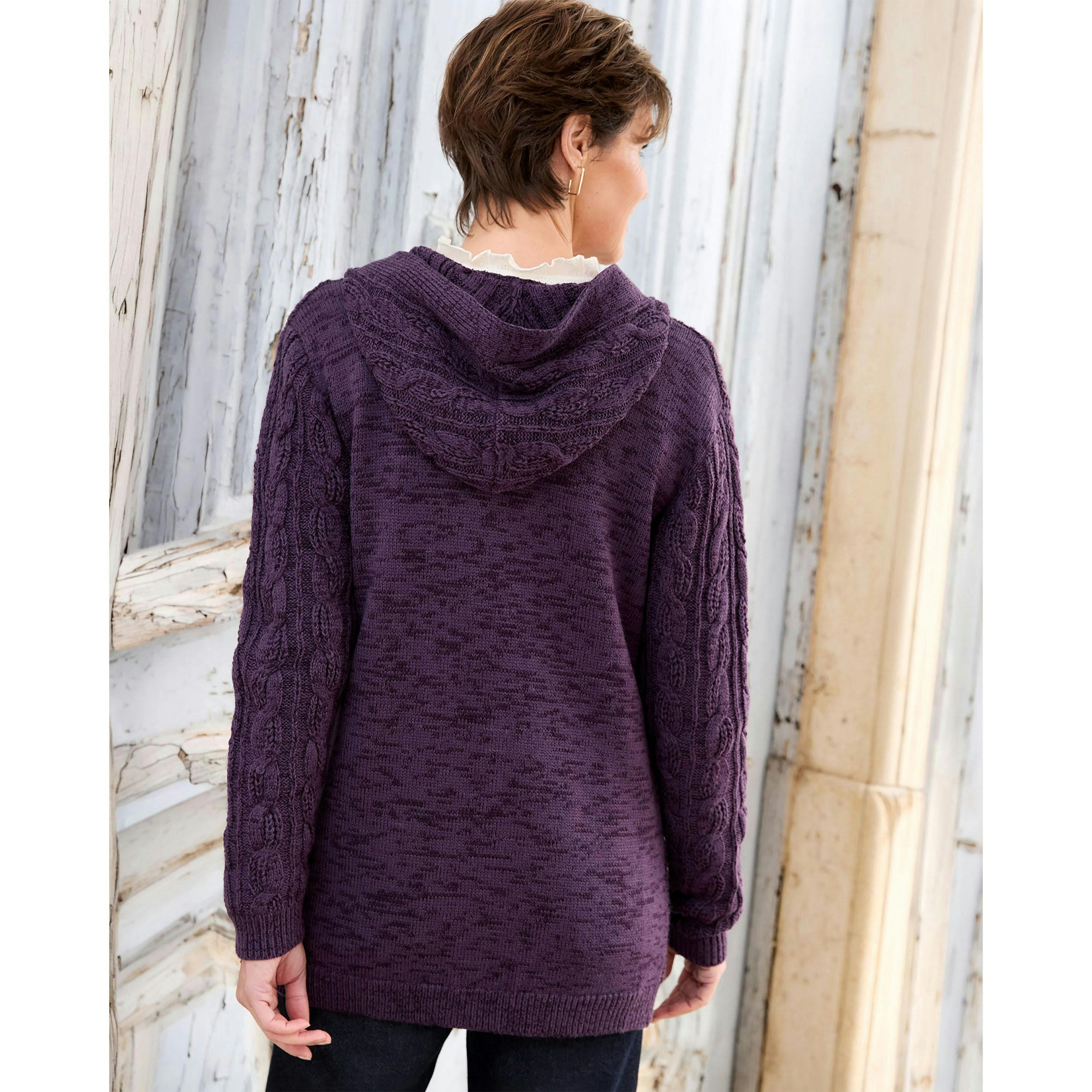 Cotton Traders Hooded Cable Cardigan , view 2 of 3