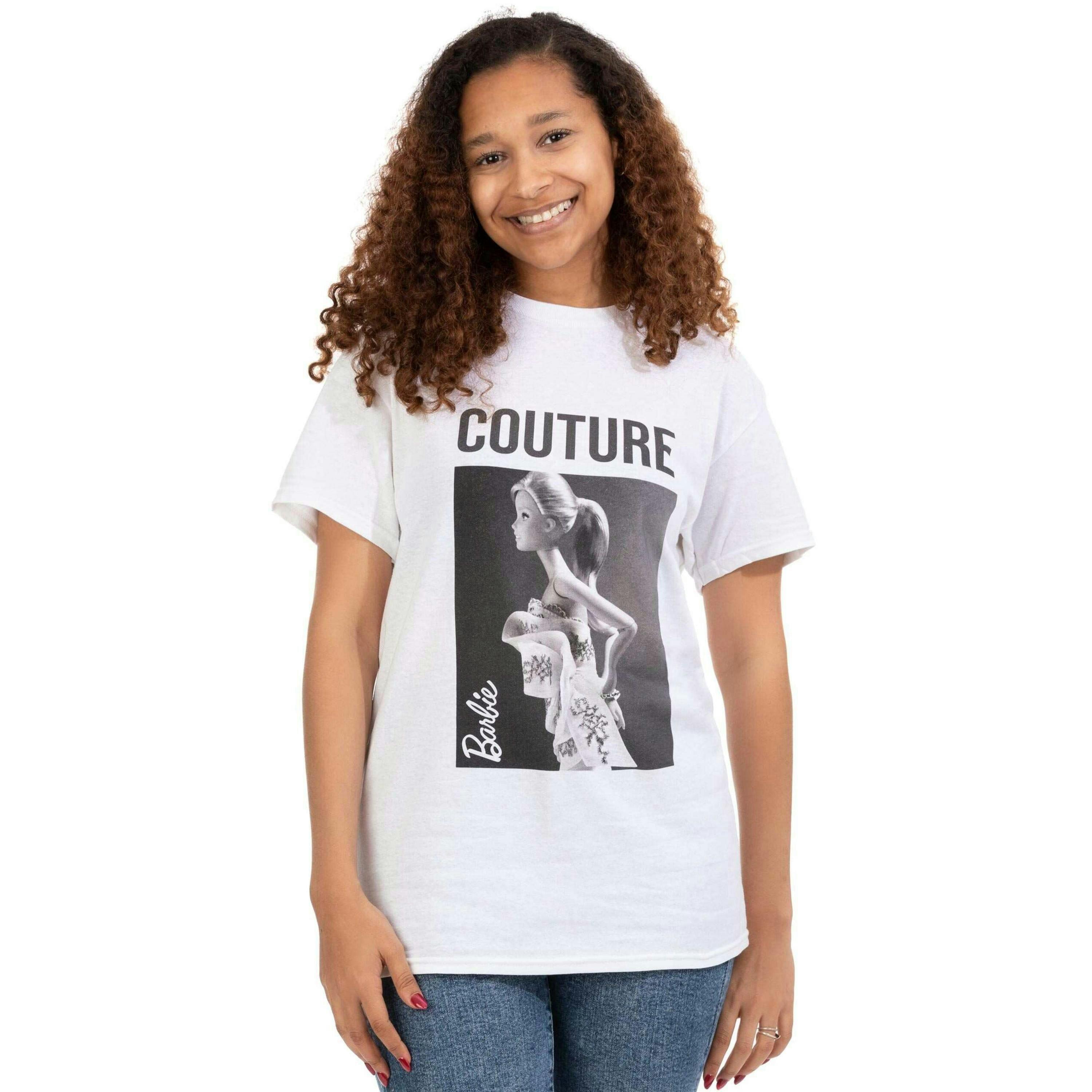 Barbie Womens White Barbie Doll Couture Graphic Short Sleeved T-Shirt by Vanilla Underground , view 1 of 1