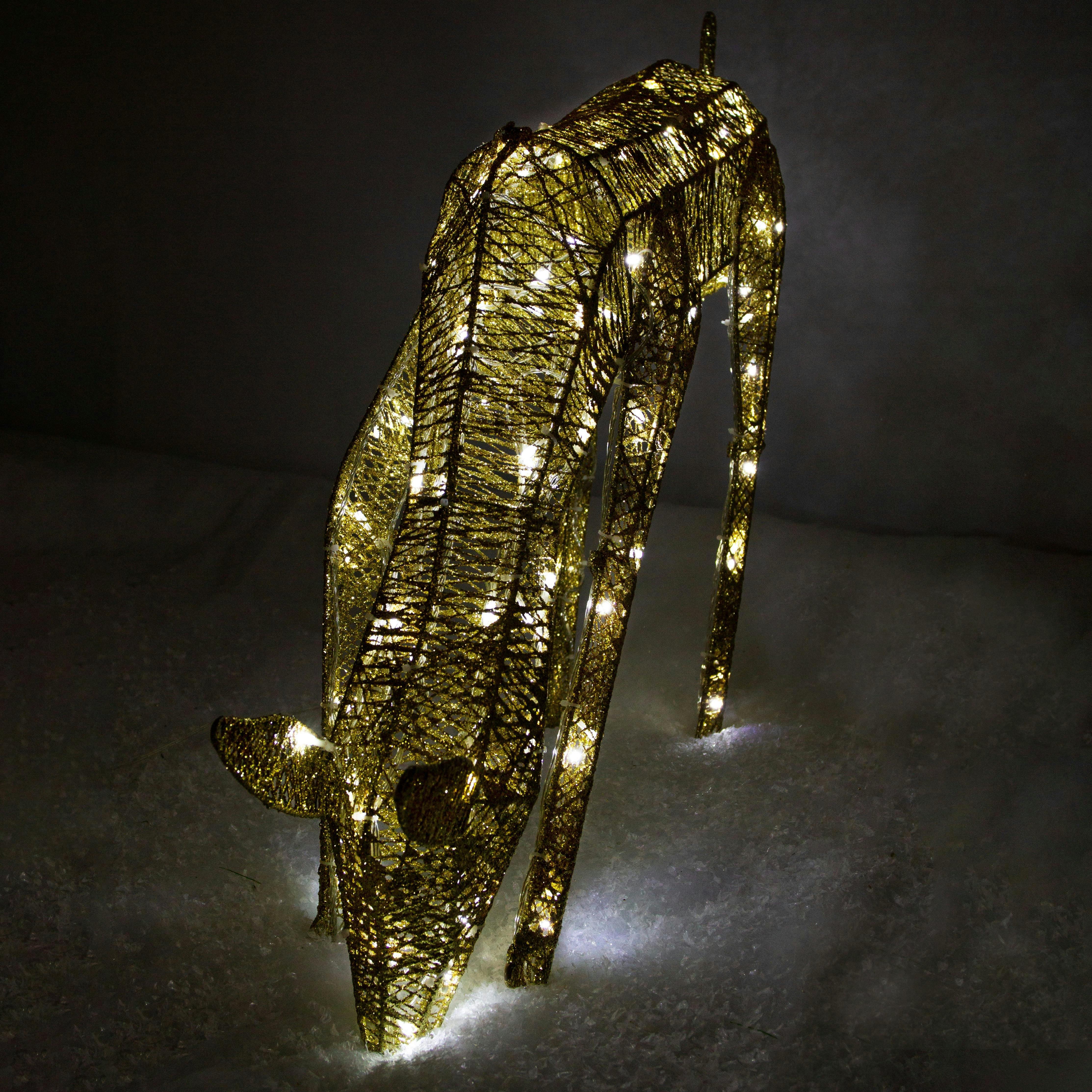 Light Up Reindeer Gold Grazing Doe - 61cm 120 Ice White LED , view 2 of 5