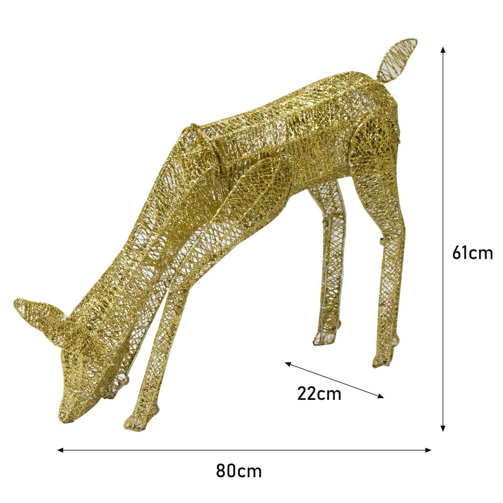 Light Up Reindeer Gold Grazing Doe - 61cm 120 Ice White LED , view 3 of 5