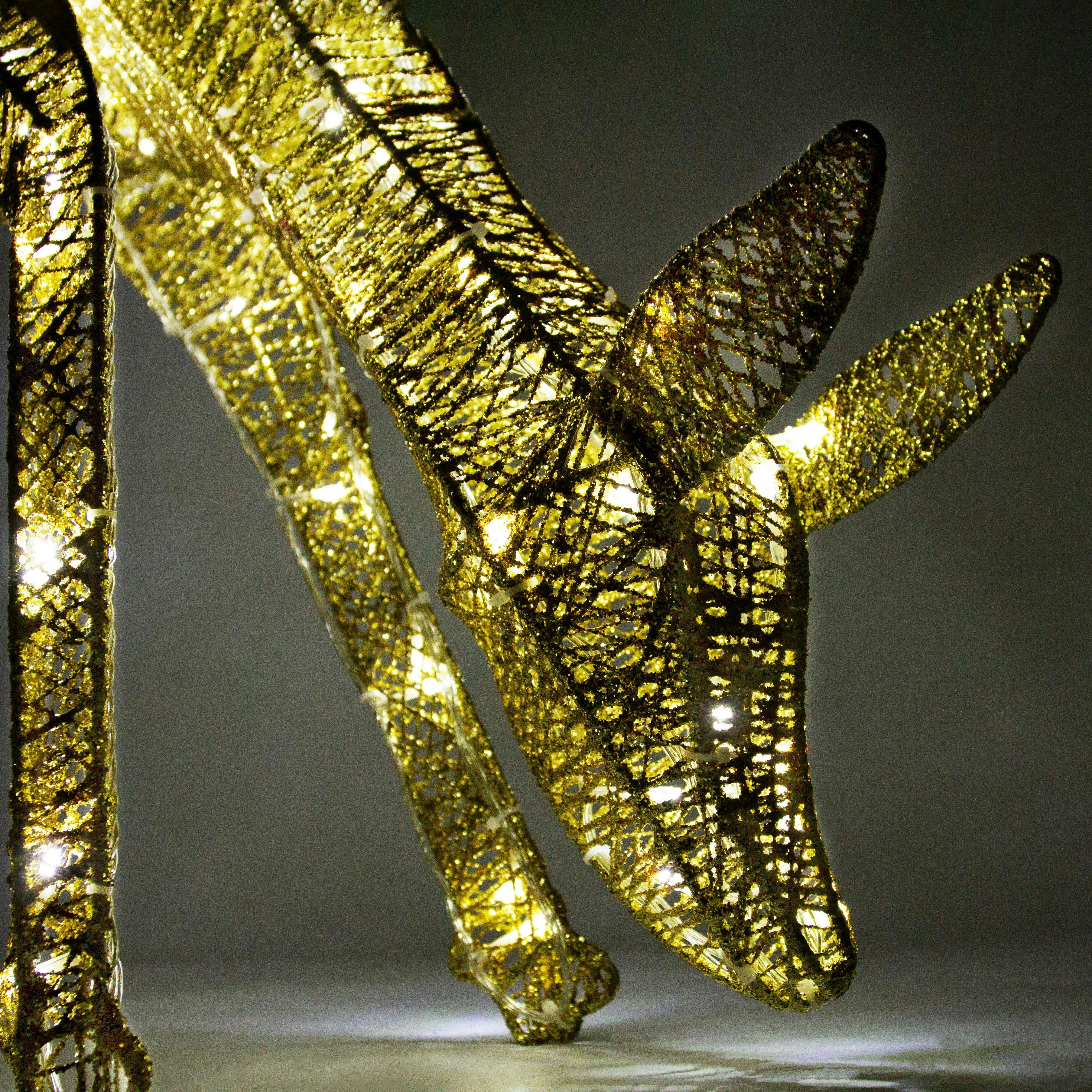 Light Up Reindeer Gold Grazing Doe - 61cm 120 Ice White LED , view 5 of 5