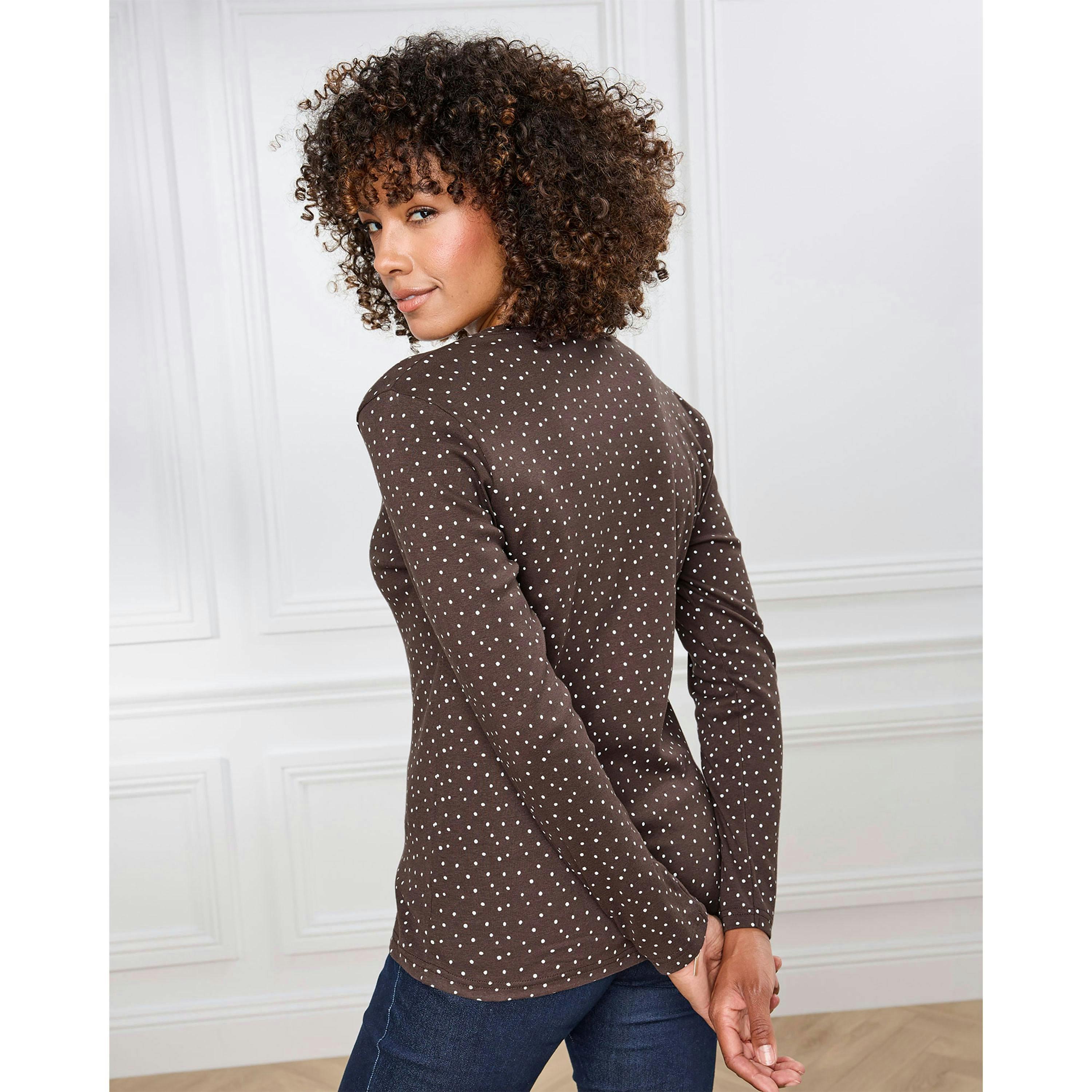 Cotton Traders Wrinkle Free Long Sleeve Spot Scoop Neck Top , view 3 of 4