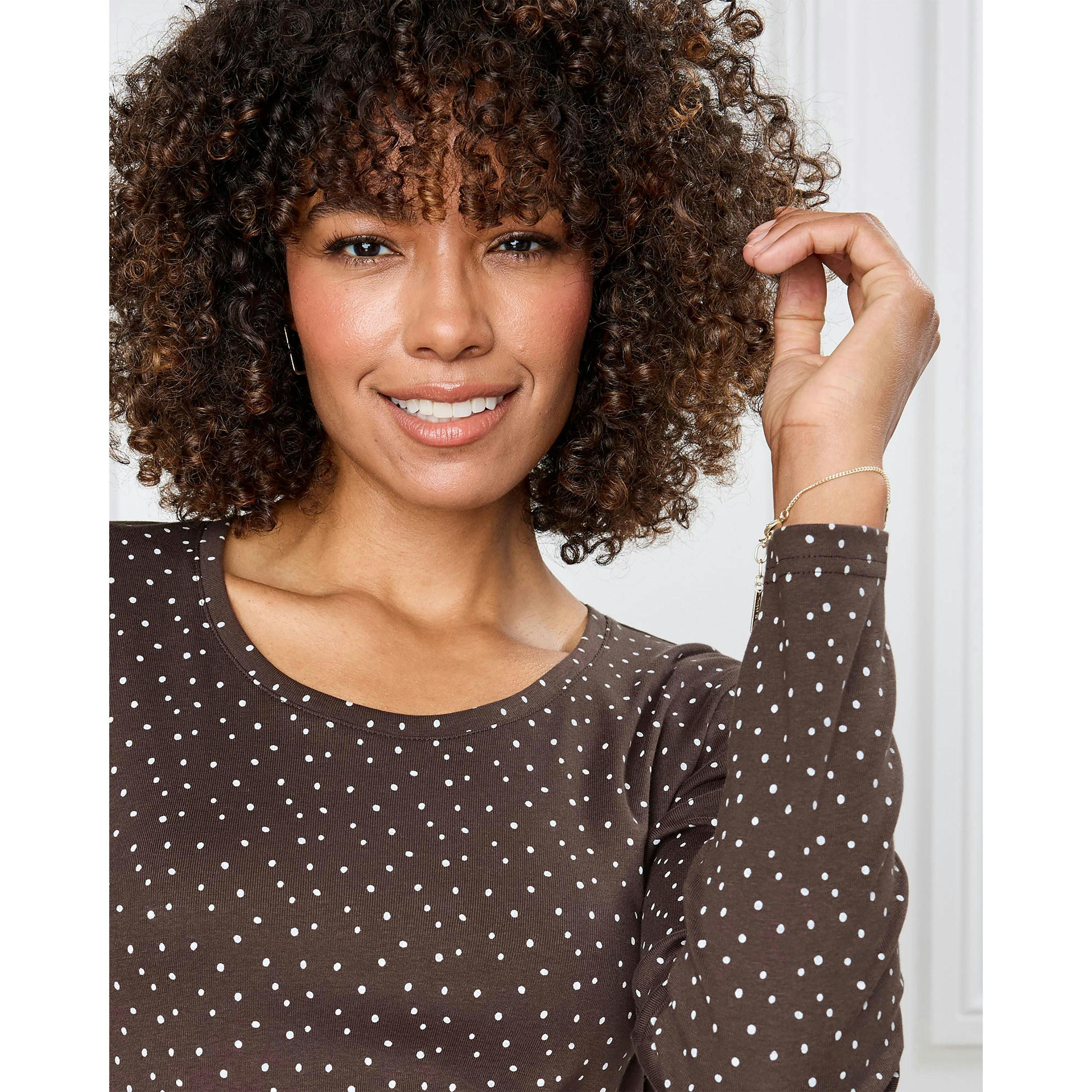 Cotton Traders Wrinkle Free Long Sleeve Spot Scoop Neck Top , view 4 of 4
