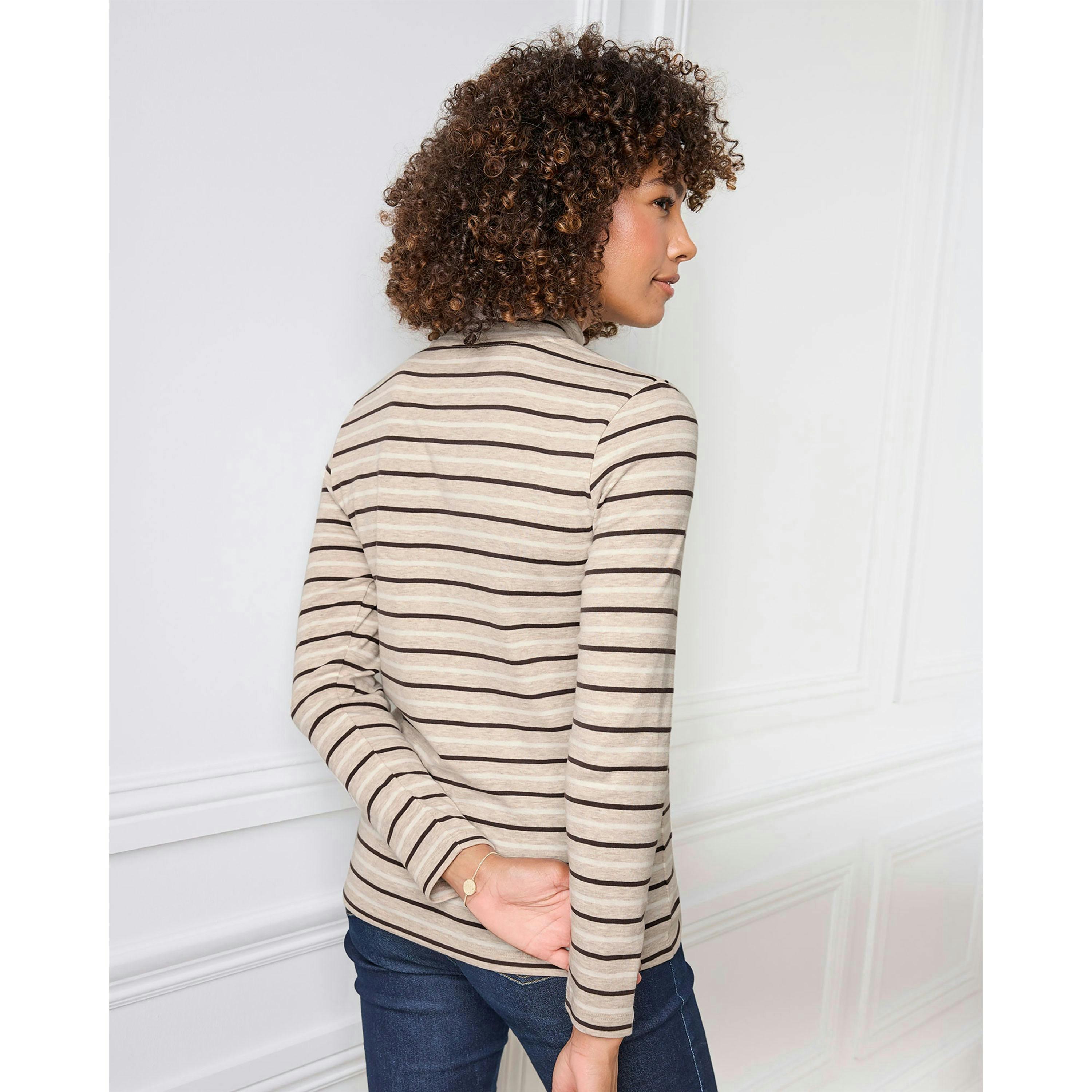 Cotton Traders Wrinkle Free Long Sleeve Stripe Turtleneck Top , view 3 of 4