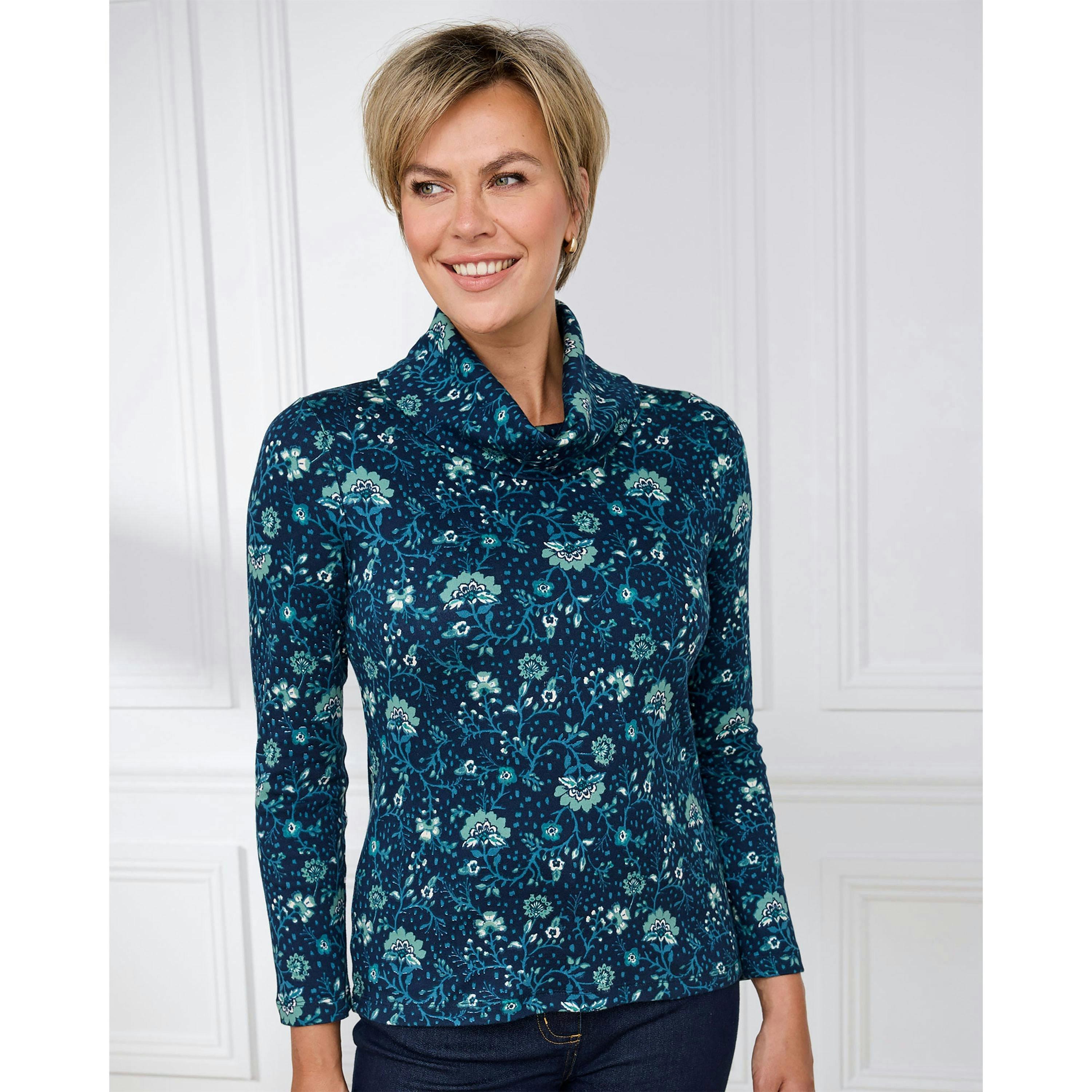 Cotton Traders Cosy Up Long Sleeve Print Cowl Neck Top , view 2 of 4