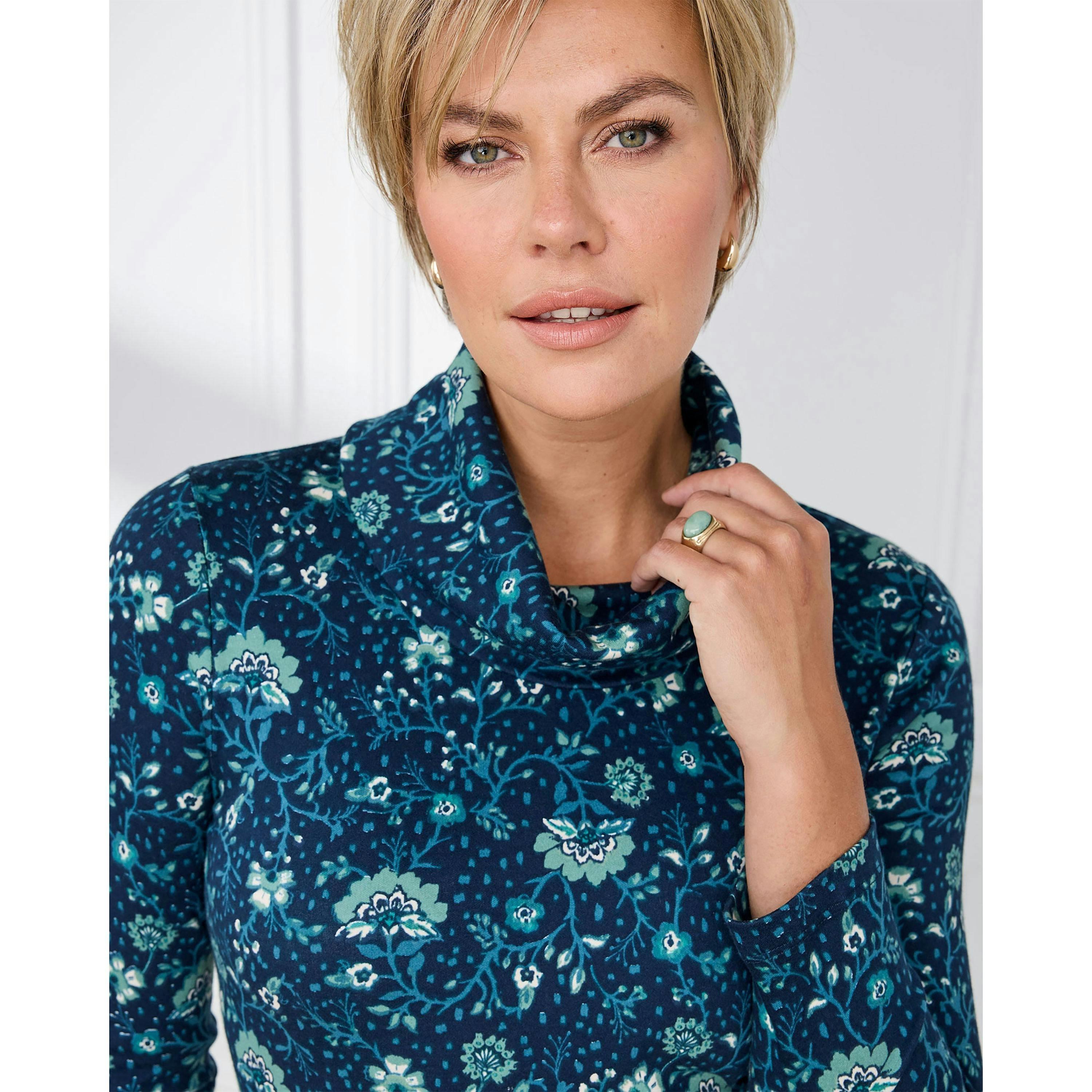 Cotton Traders Cosy Up Long Sleeve Print Cowl Neck Top , view 4 of 4