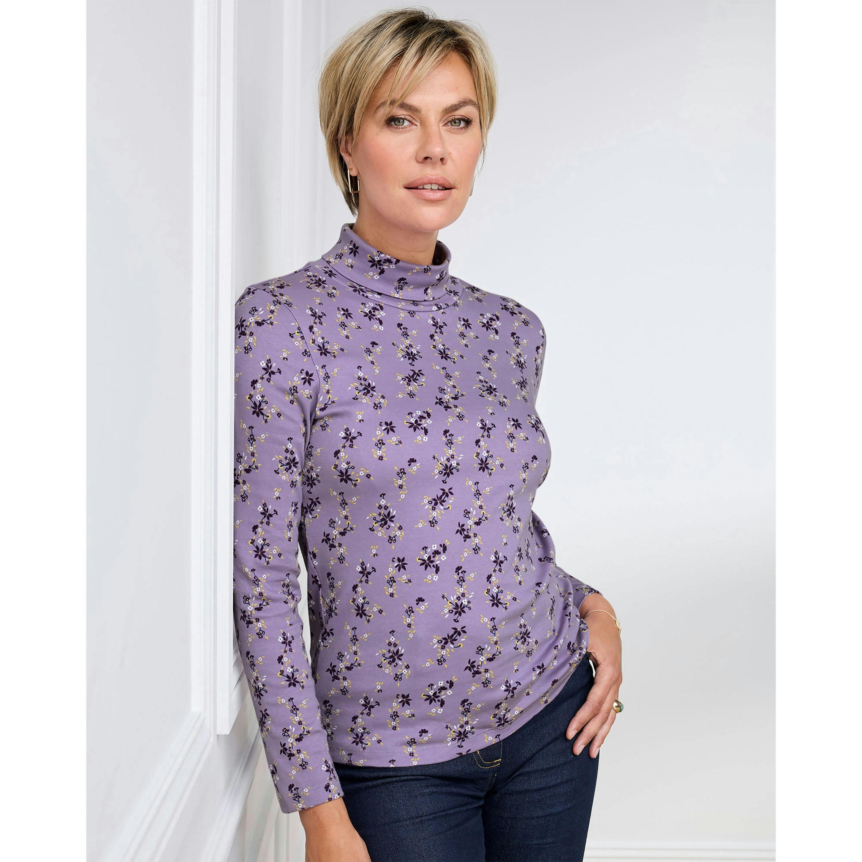 Cotton Traders Cosy Up Long Sleeve Print Roll Neck Top , view 2 of 4
