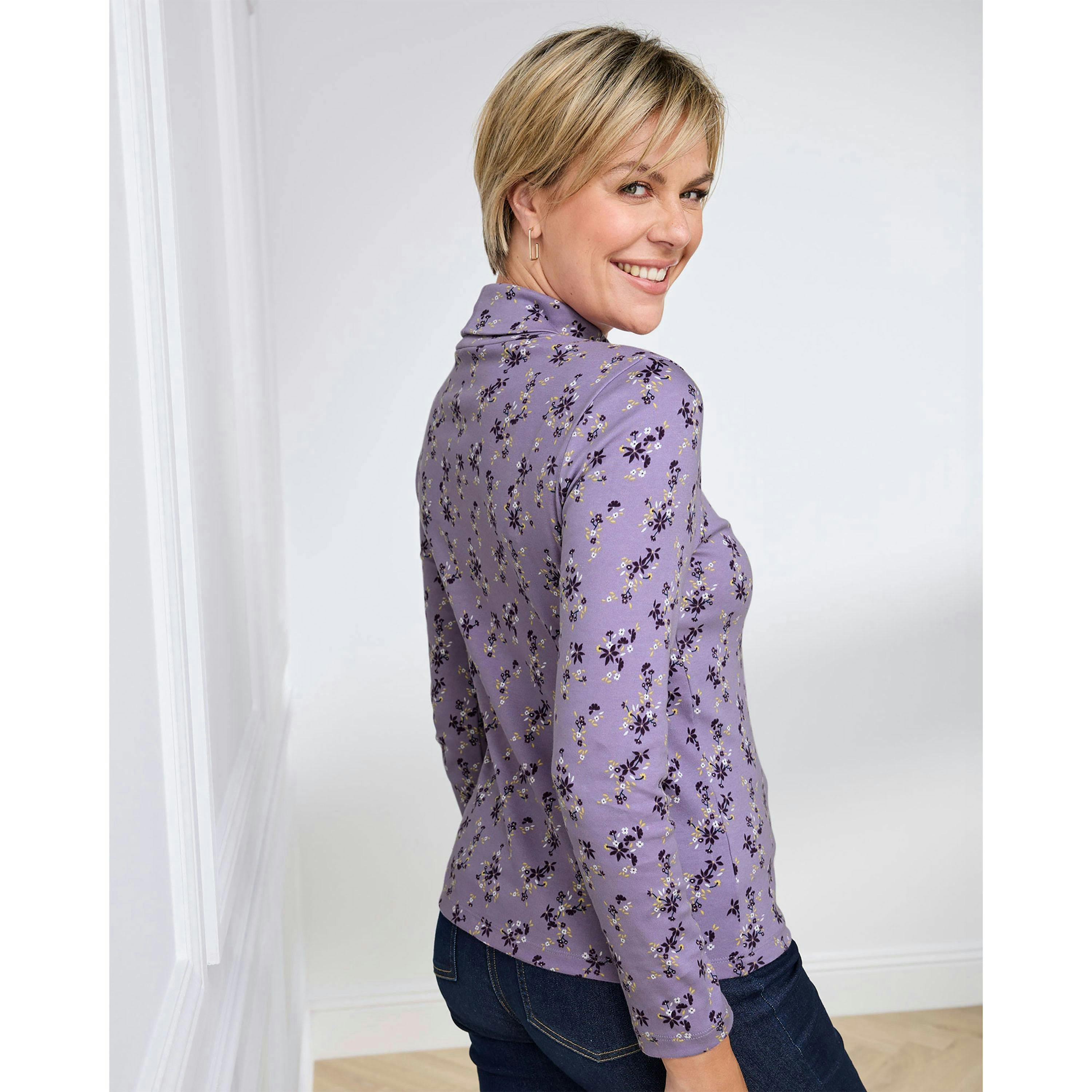 Cotton Traders Cosy Up Long Sleeve Print Roll Neck Top , view 3 of 4