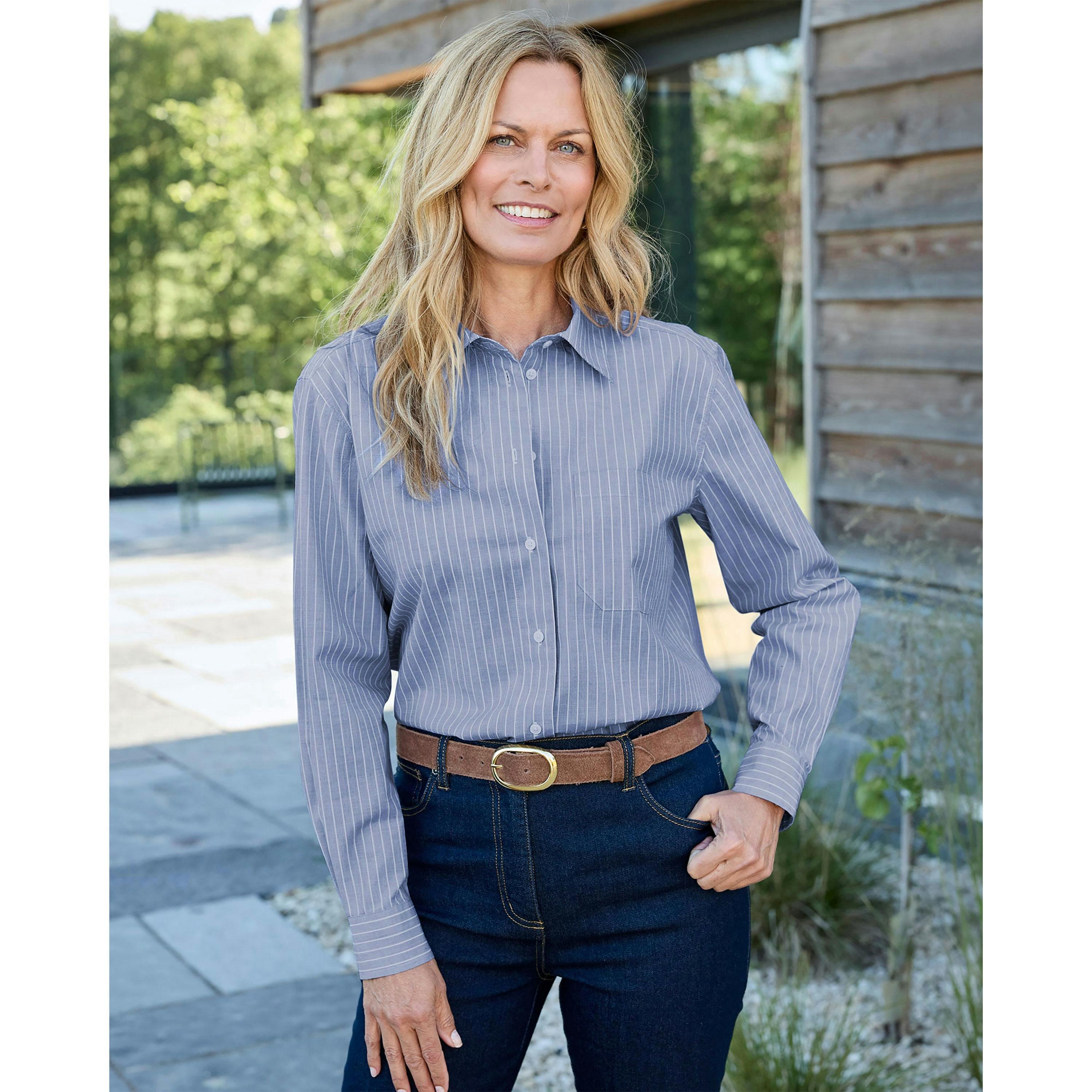Cotton Traders Long Sleeve Stripe Cotton Shirt , view 2 of 4
